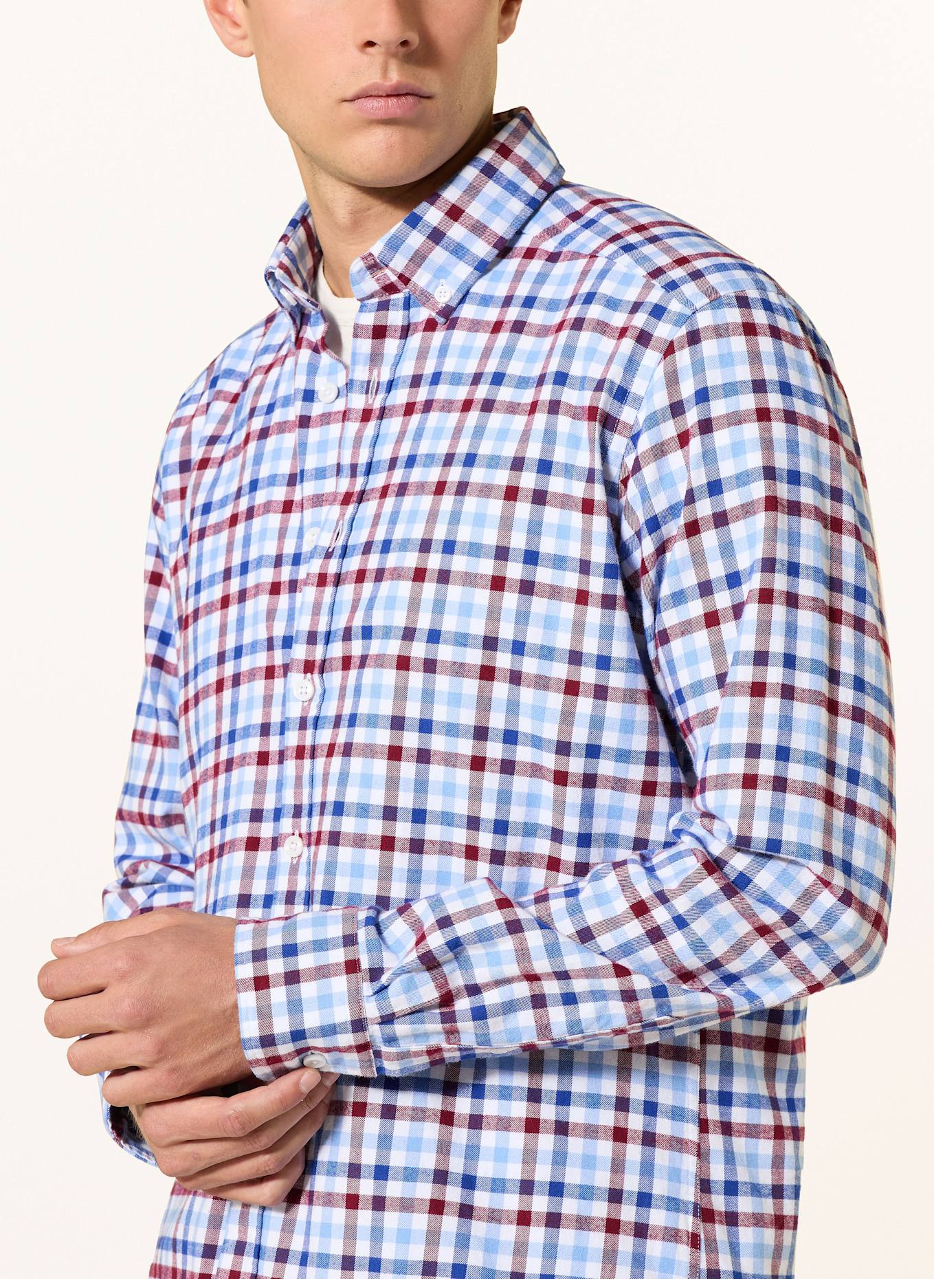 STROKESMAN'S Hemd Regular Fit: BLAU / HELLBLAU / DUNKELROT