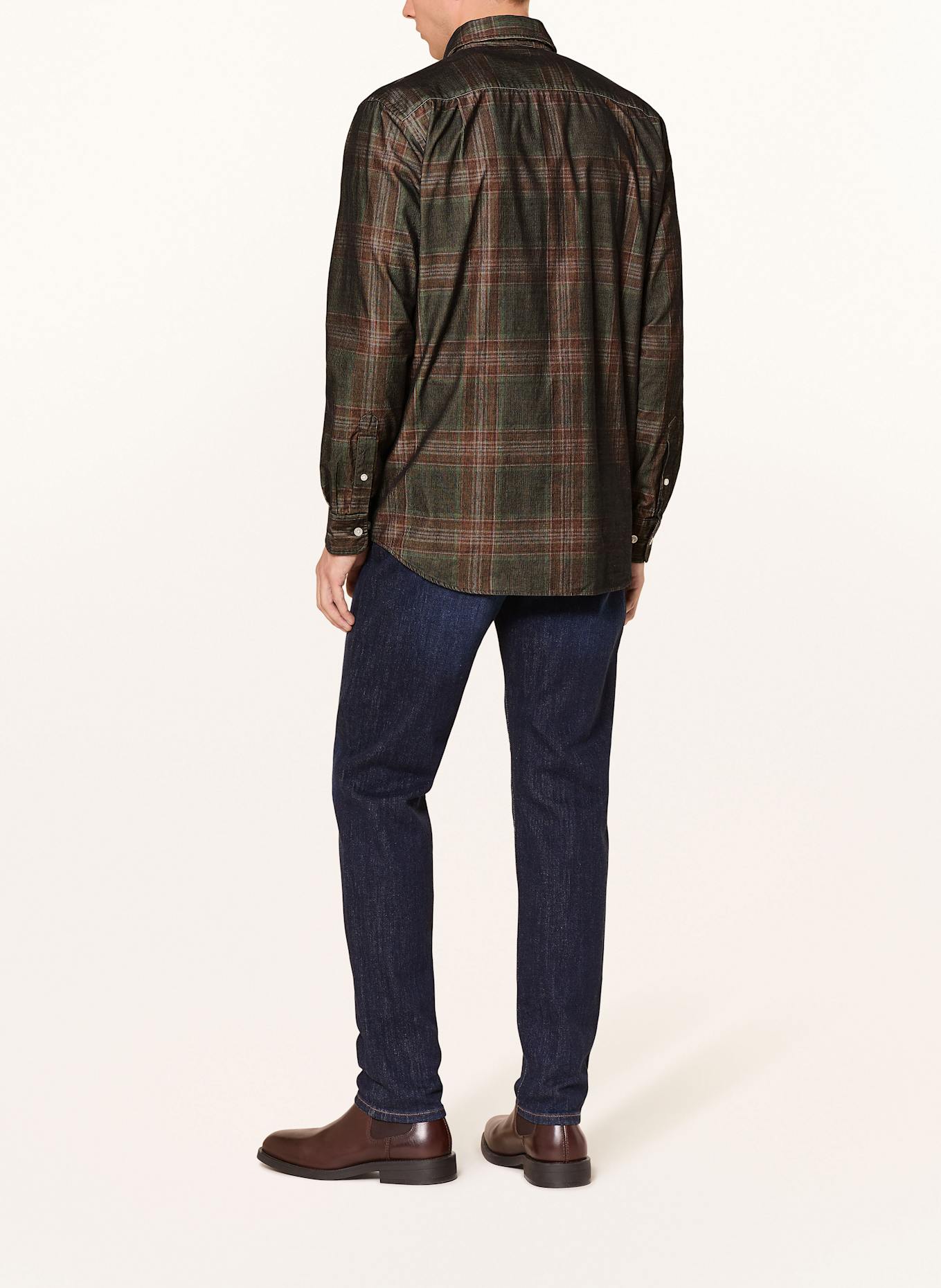 STROKESMAN'S Cordhemd Regular Fit: OLIV / BRAUN