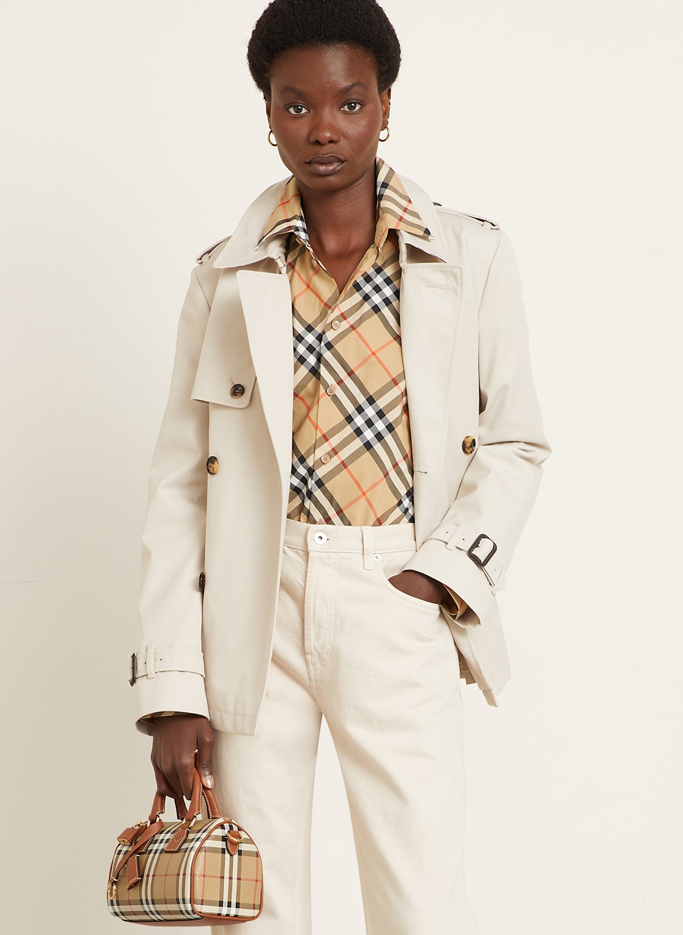 BURBERRY Handtasche: HELLBRAUN / ECRU / BRAUN