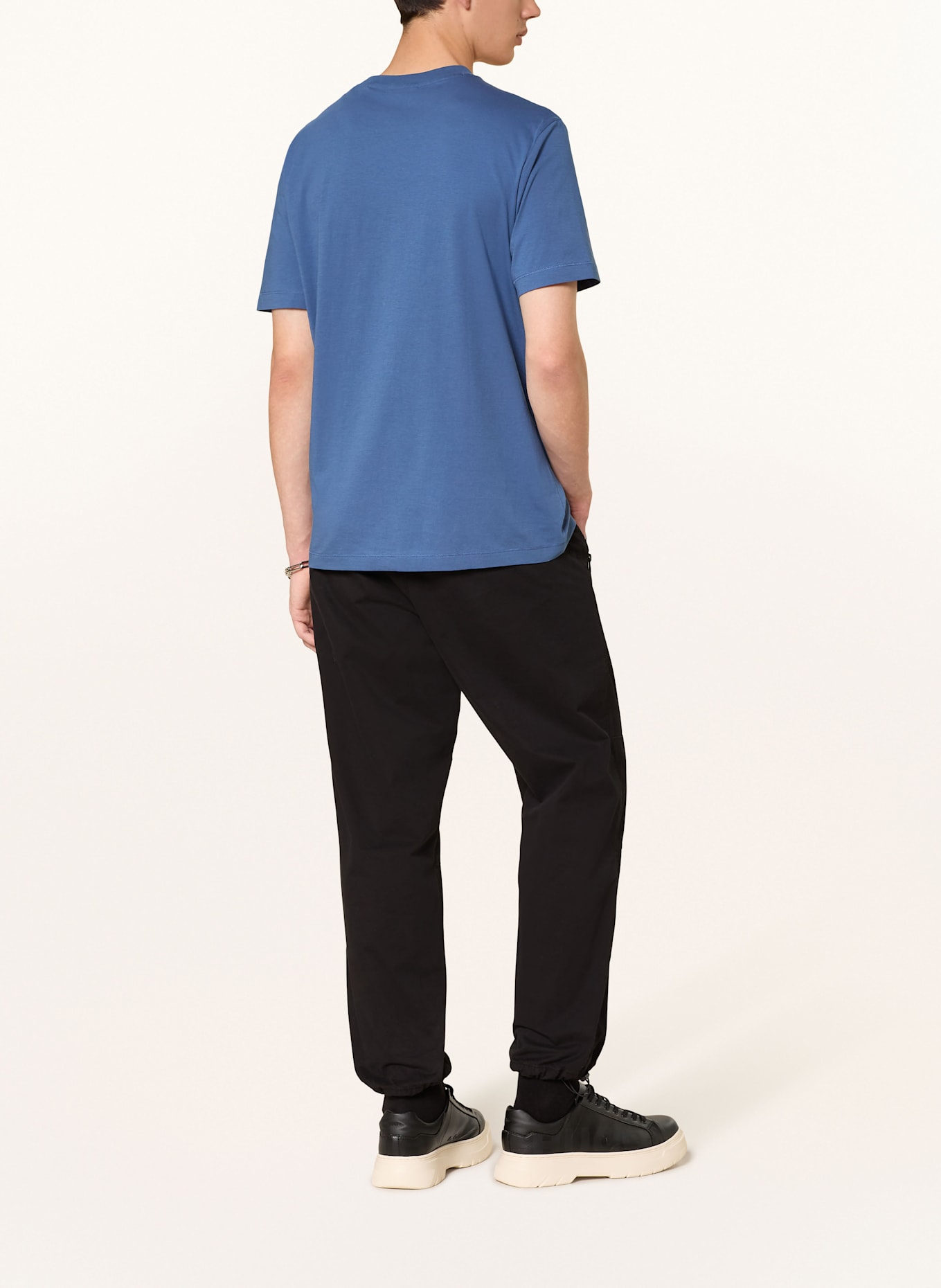 HUGO T-Shirt DUSPLIT: BLAU / DUNKELBLAU