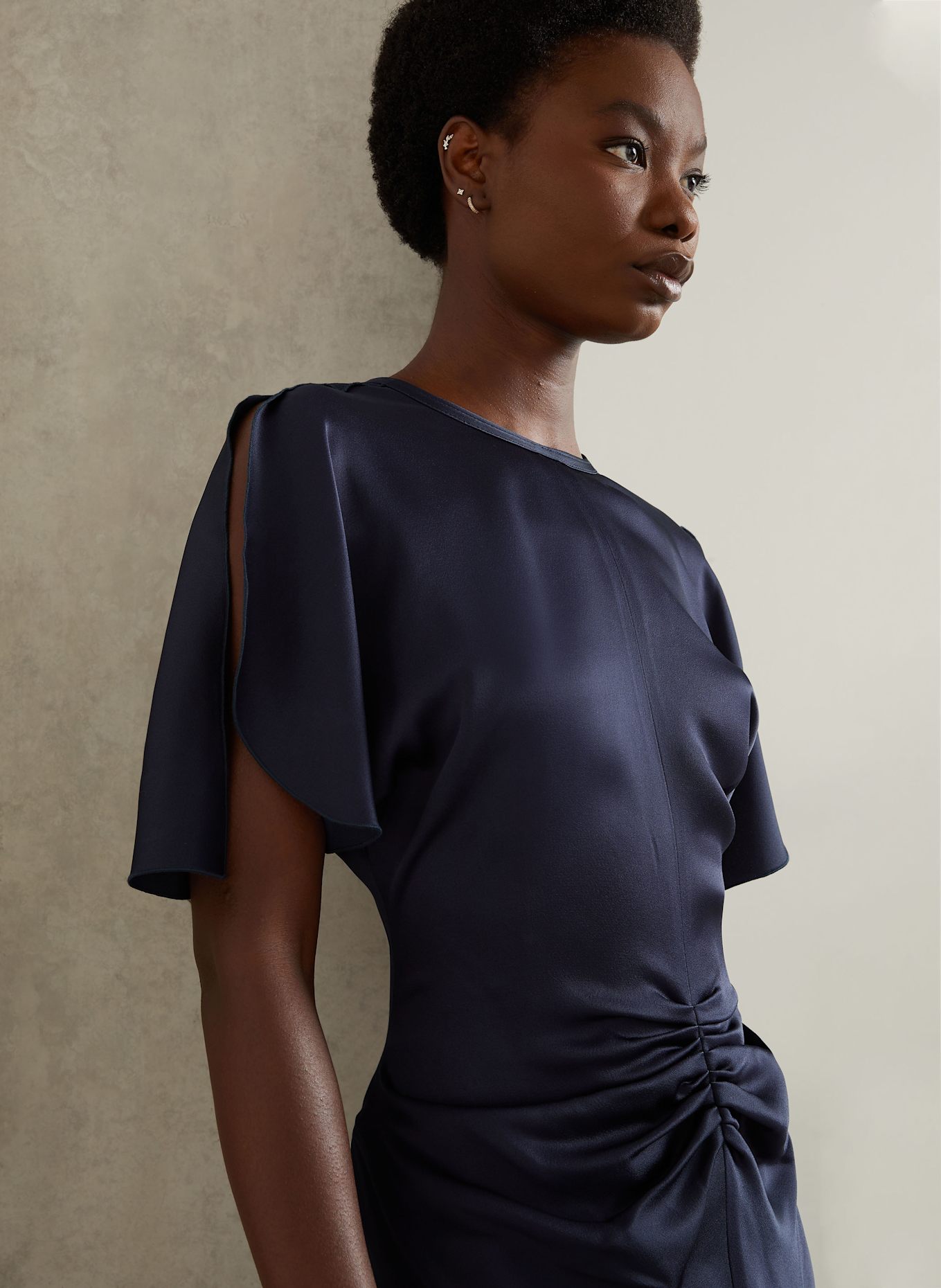 VICTORIA BECKHAM Abendkleid aus Satin: DUNKELBLAU