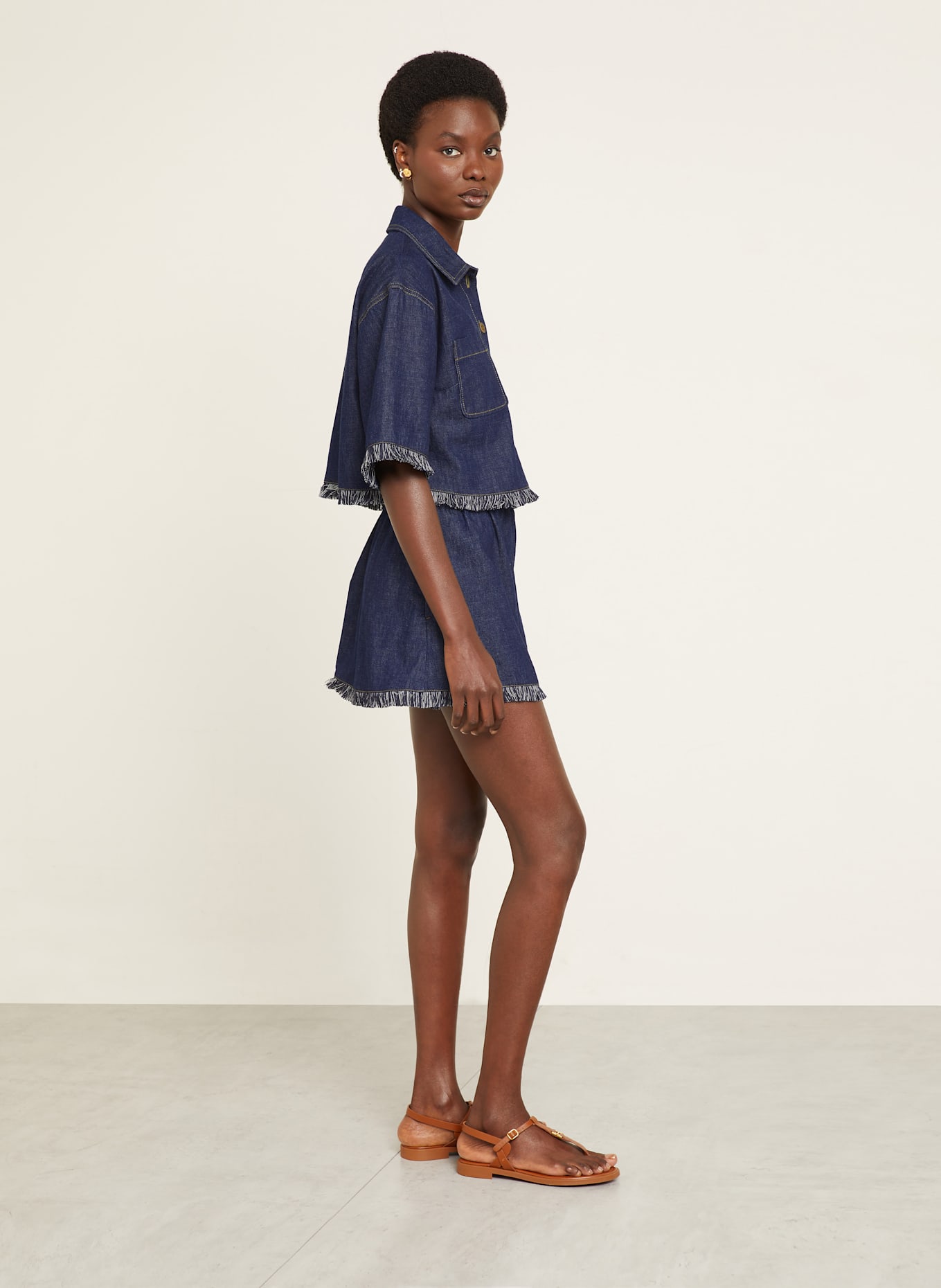 ZIMMERMANN RHIANNON denim shorts in dark blue