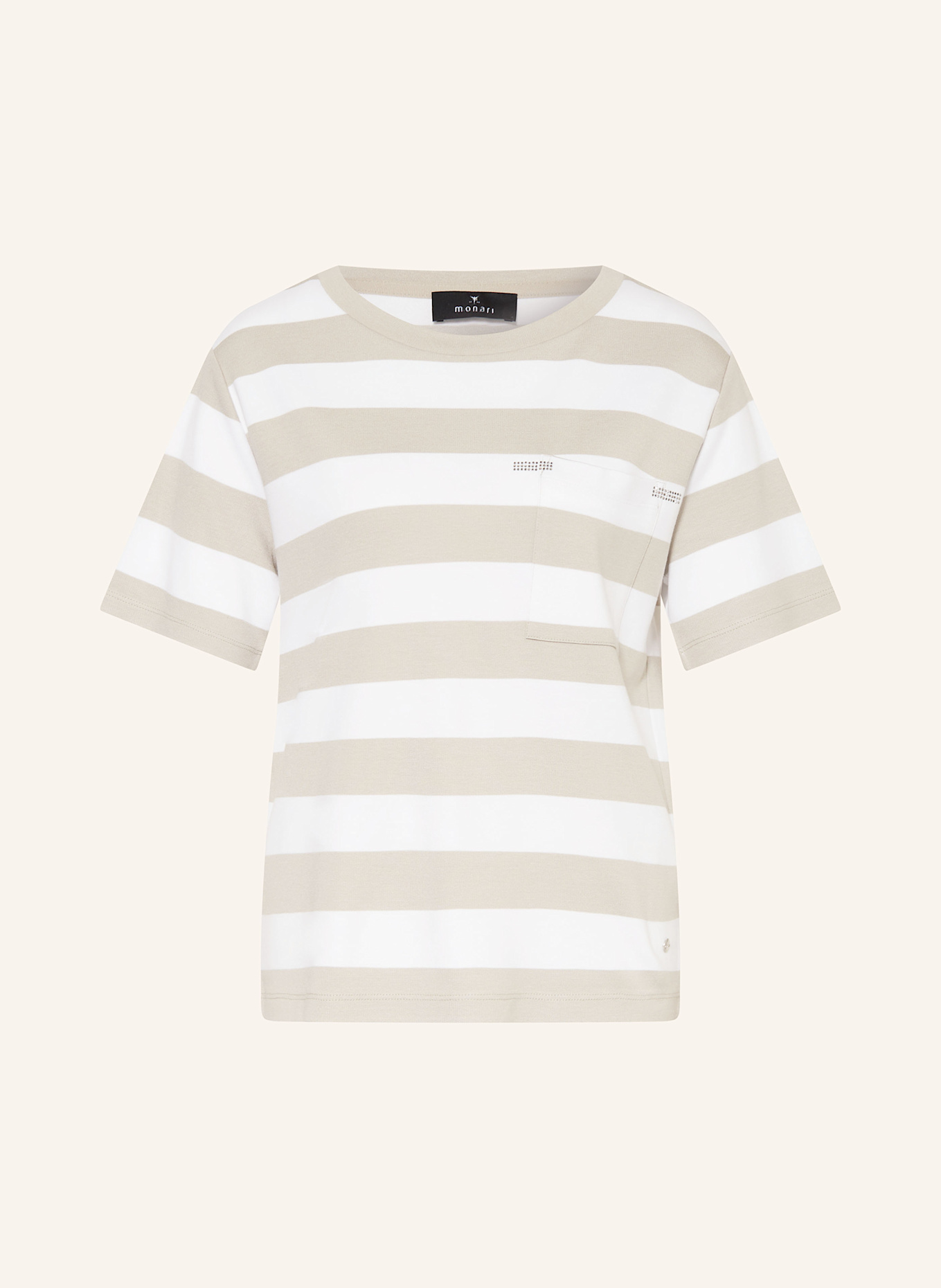 monari T-Shirt mit Schmucksteinen: WEISS/ HELLGRÜN