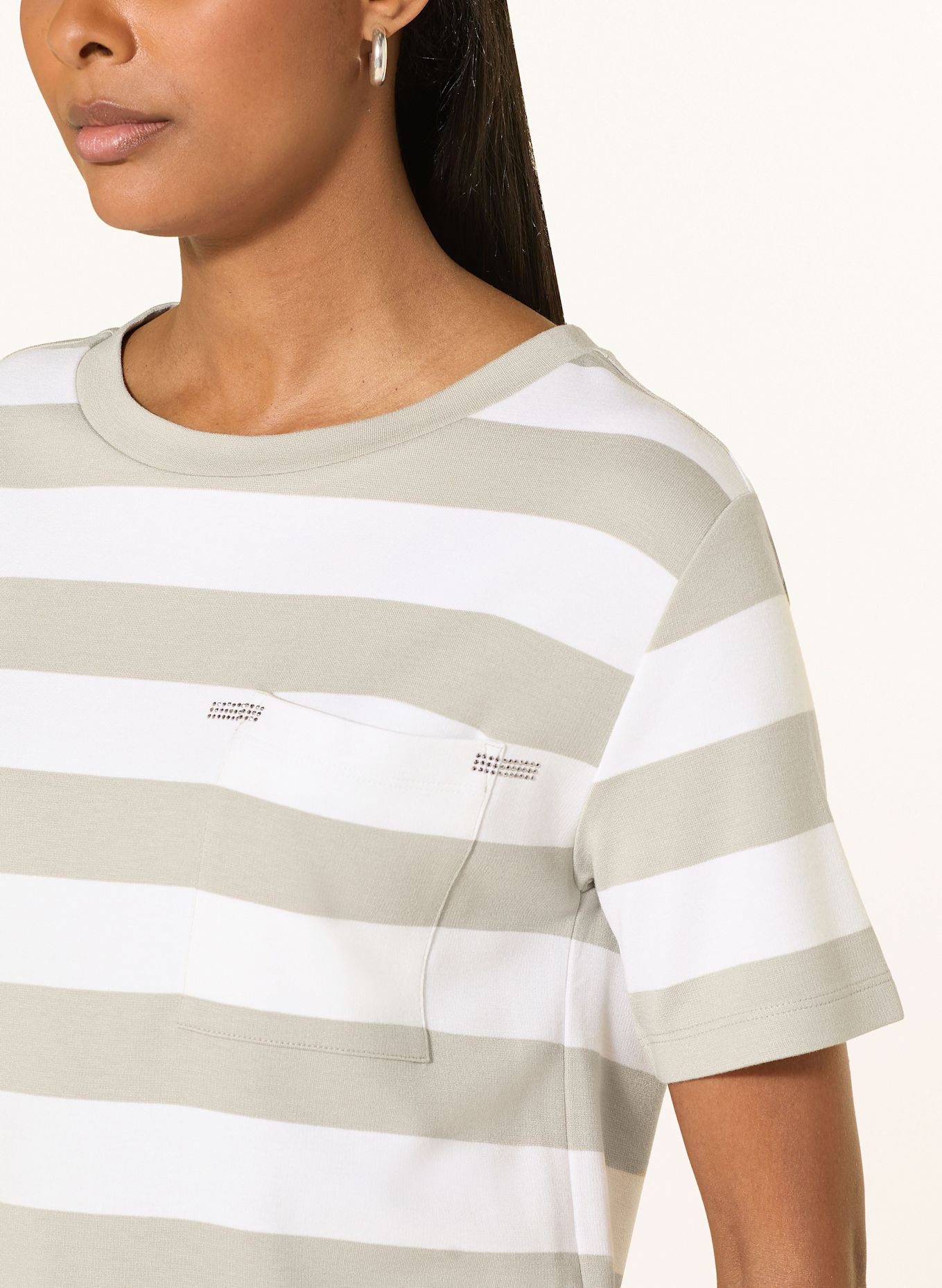 monari T-Shirt mit Schmucksteinen: WEISS/ HELLGRÜN