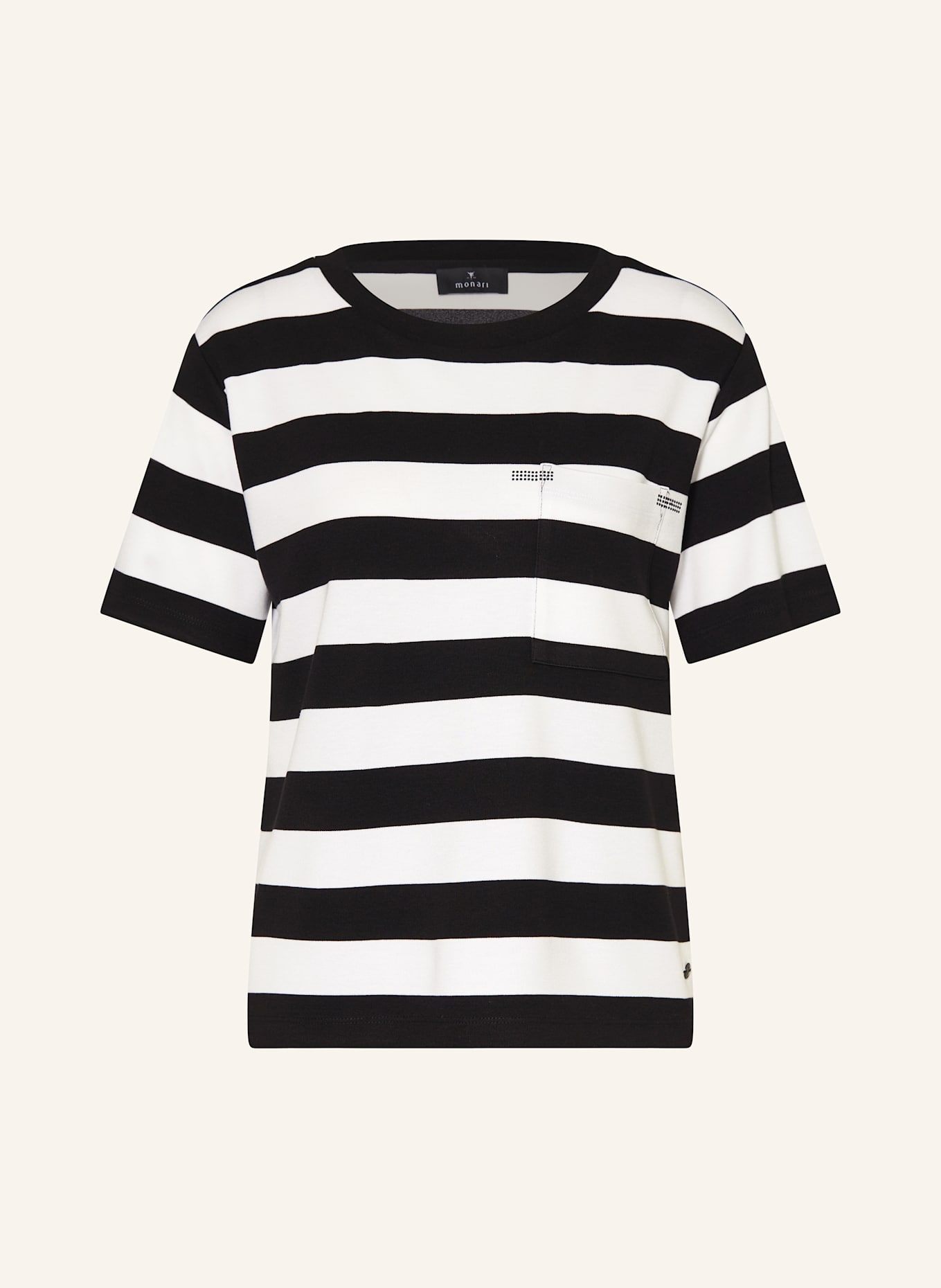 monari T-Shirt mit Schmucksteinen: SCHWARZ/ CREME