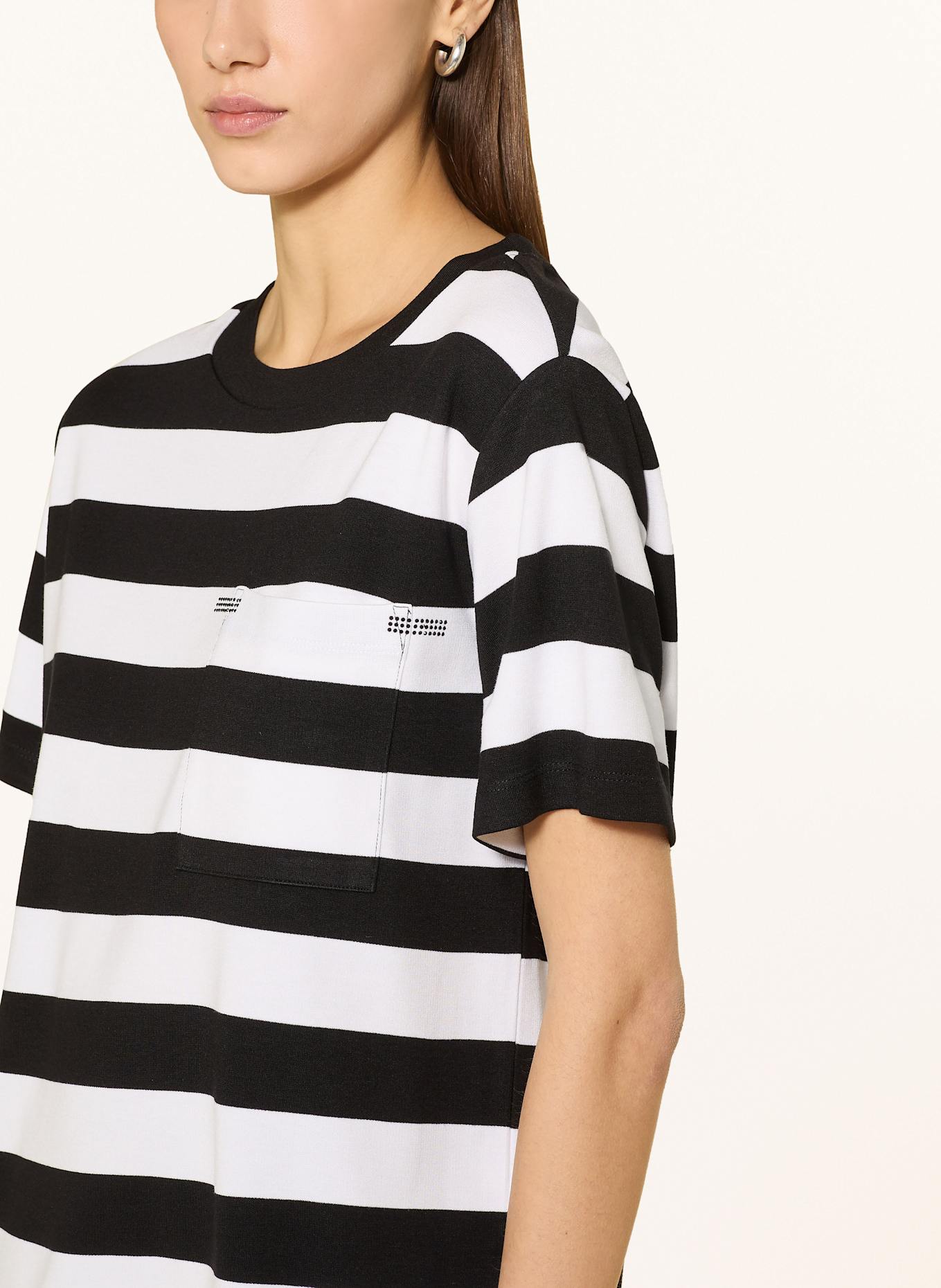 monari T-Shirt mit Schmucksteinen: SCHWARZ/ CREME