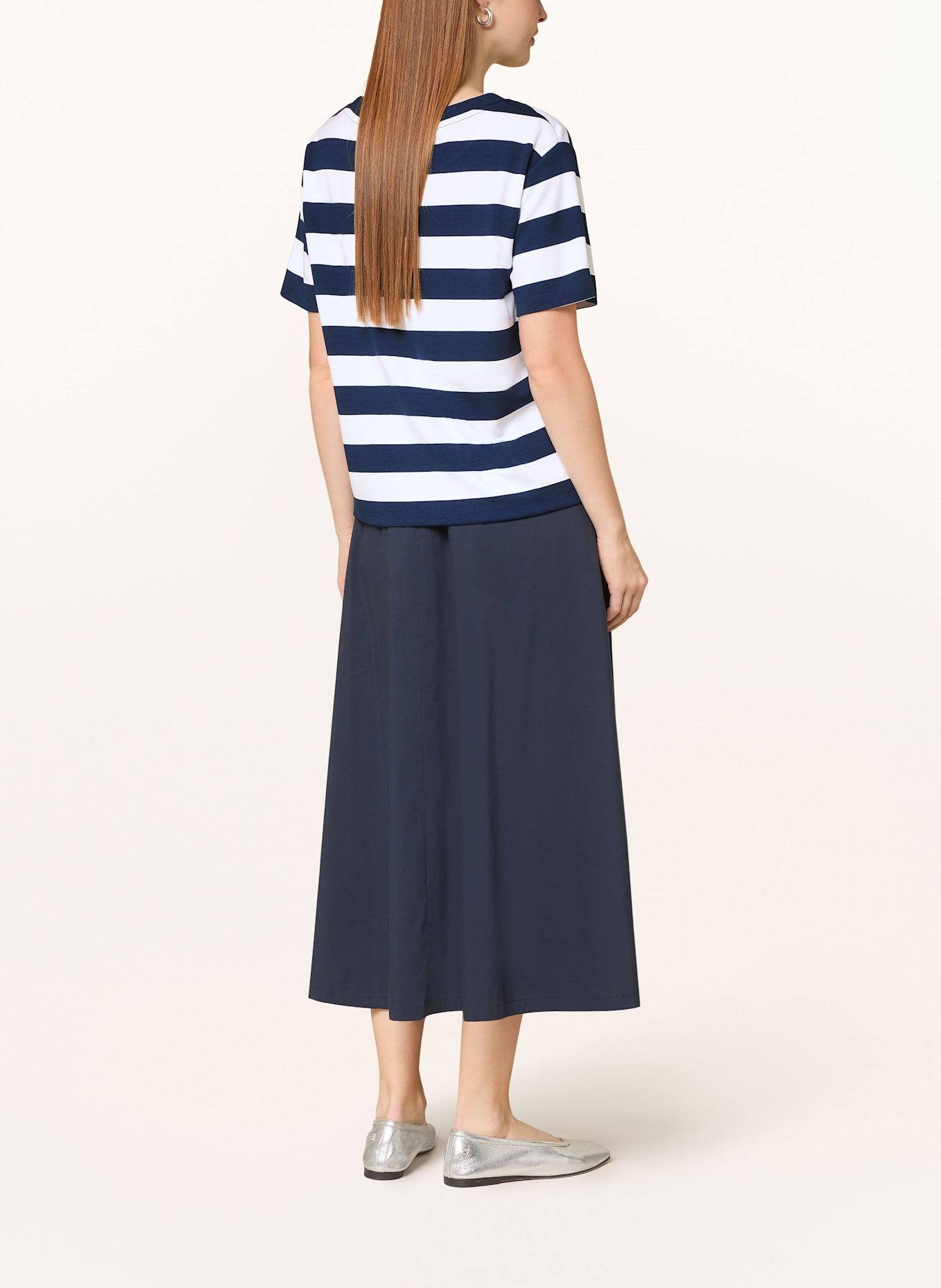 monari T-Shirt mit Schmucksteinen: WEISS/ DUNKELBLAU