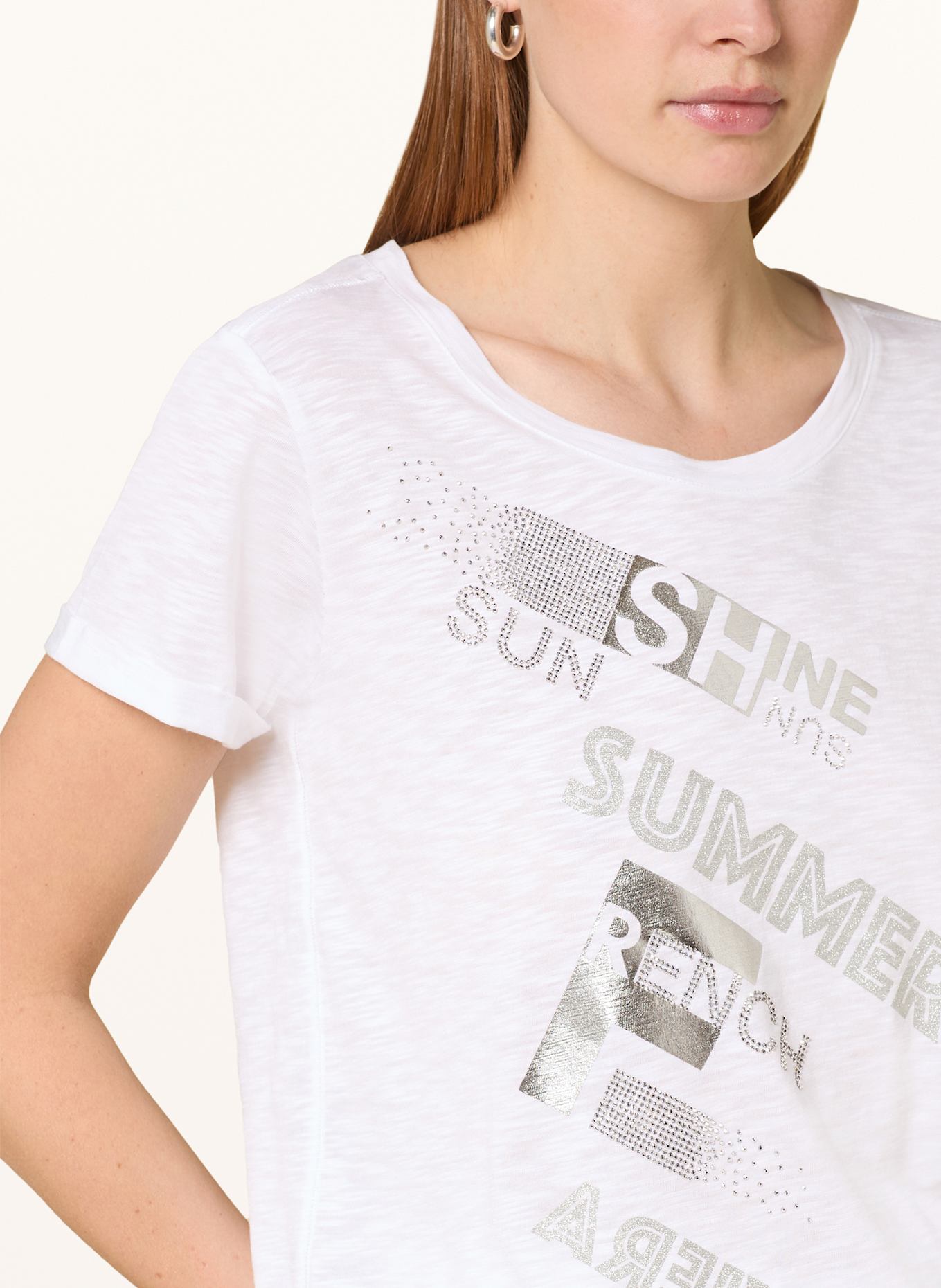 monari T-Shirt mit Schmucksteinen: CREME