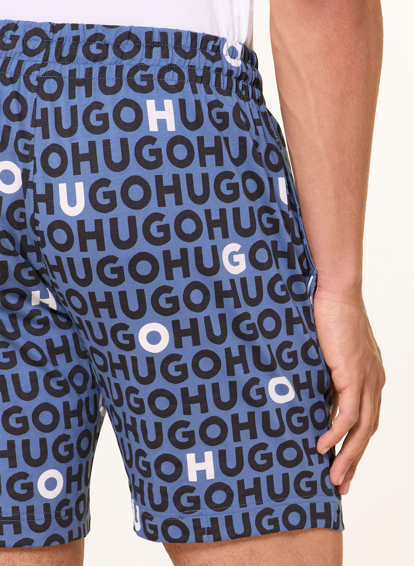 HUGO Schlafhose TORTUGA: BLAU / SCHWARZ / WEISS