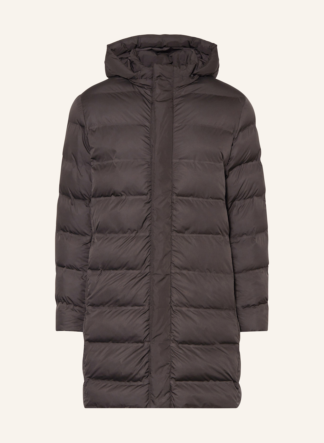 STROKESMAN'S Steppmantel mit DUPONT™ SORONA®-Isolierung und abnehmbarer Kapuze: SCHWARZ