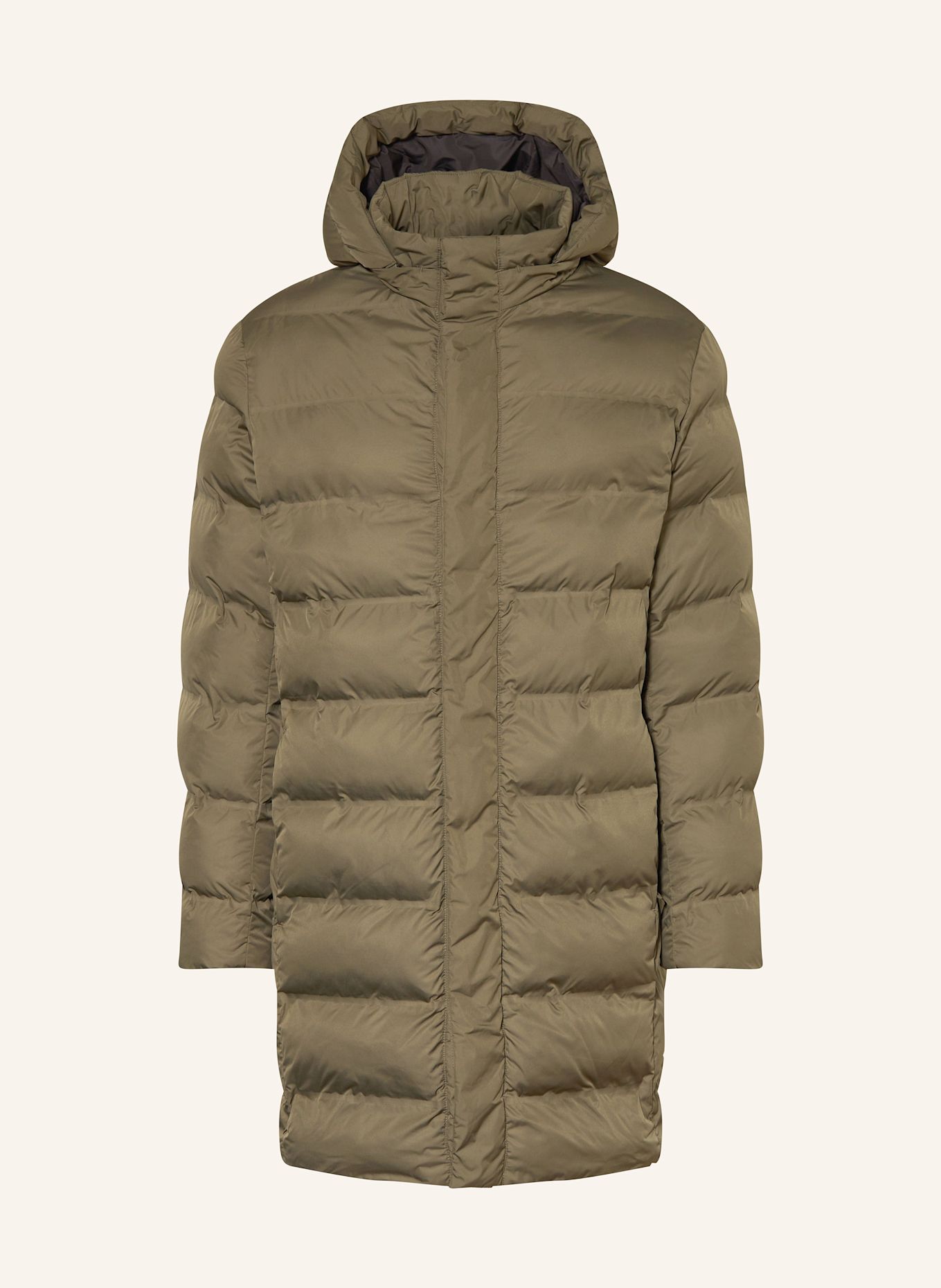 STROKESMAN'S Steppmantel mit DUPONT™ SORONA®-Isolierung und abnehmbarer Kapuze: OLIV