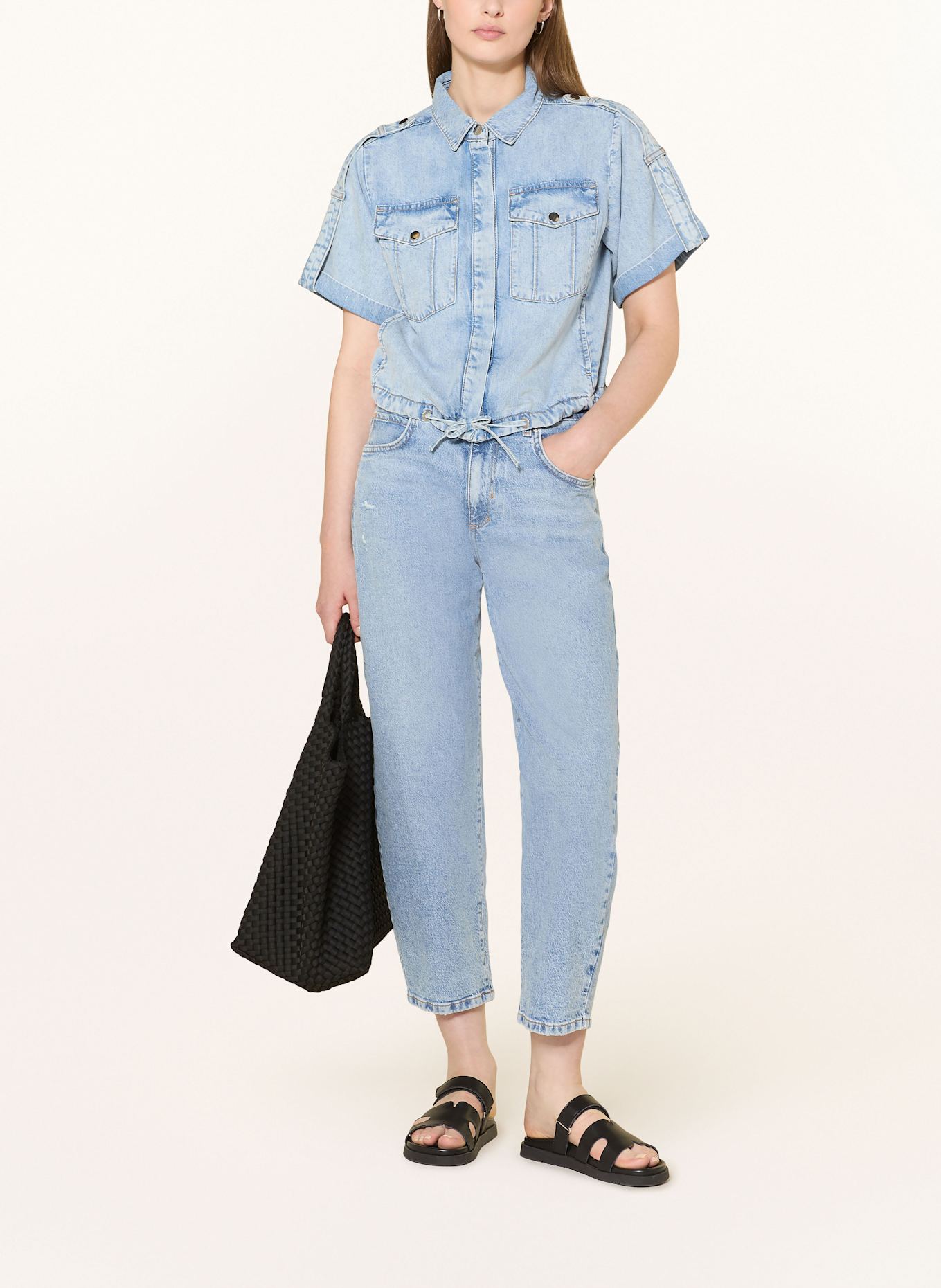 monari Cropped-Jeansbluse: HELLBLAU