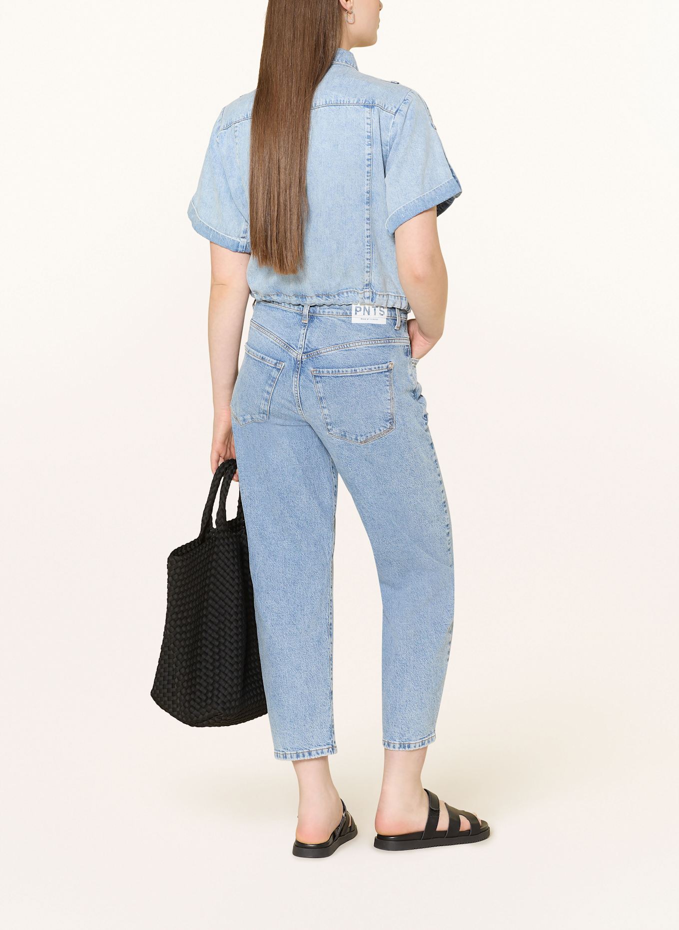 monari Cropped-Jeansbluse: HELLBLAU