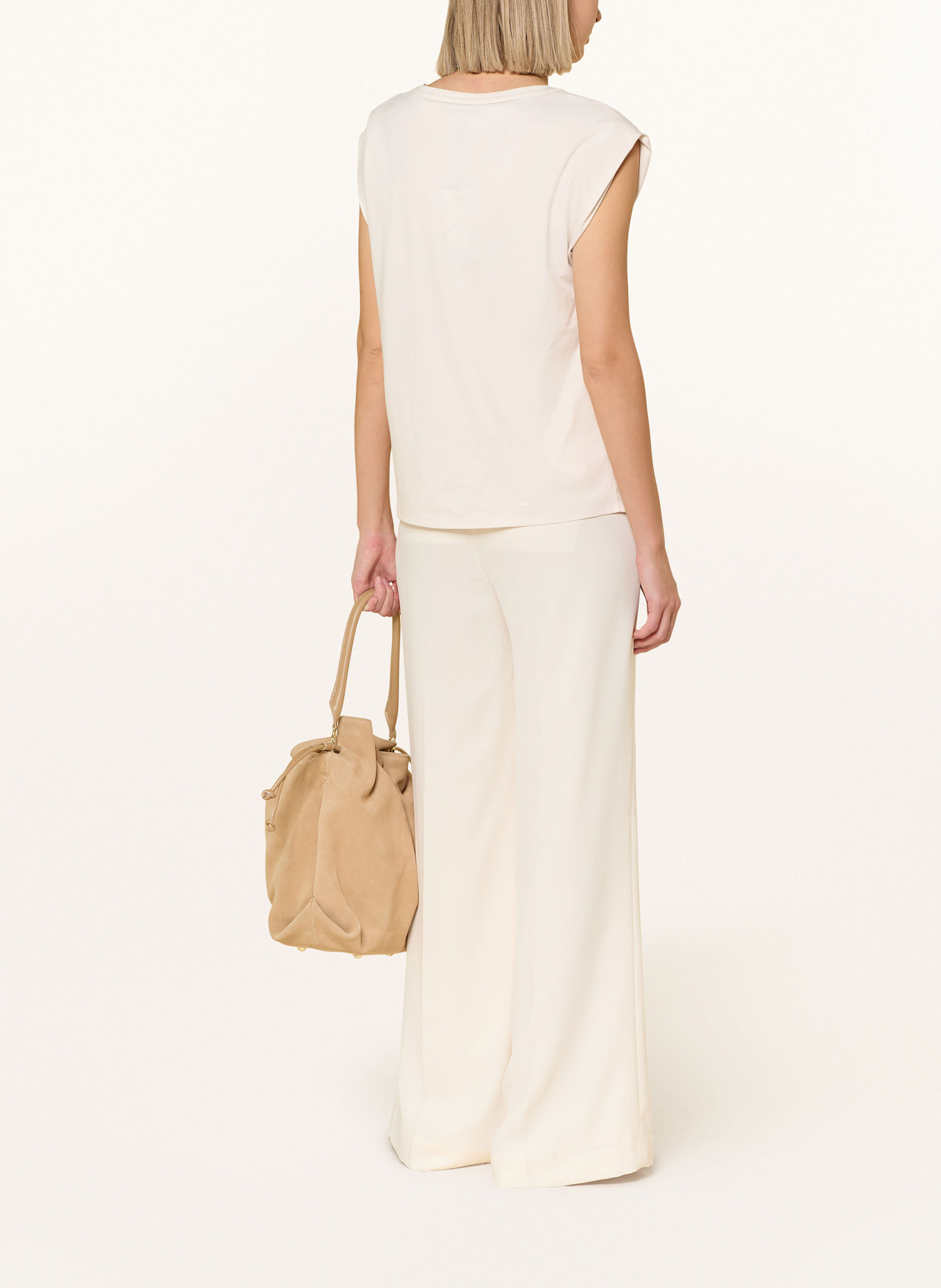 monari T-Shirt mit Schmucksteinen: CREME