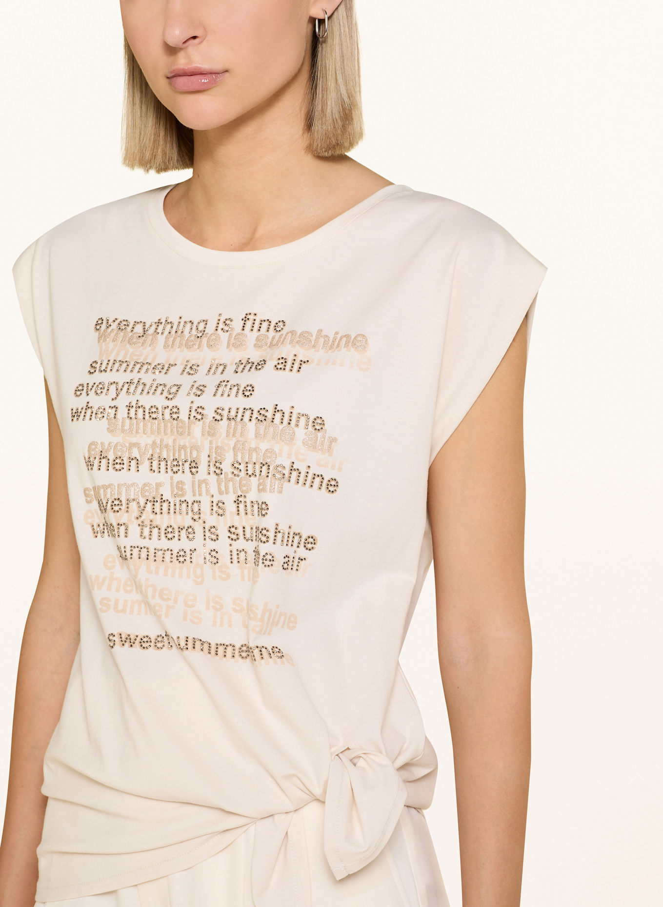 monari T-Shirt mit Schmucksteinen: CREME