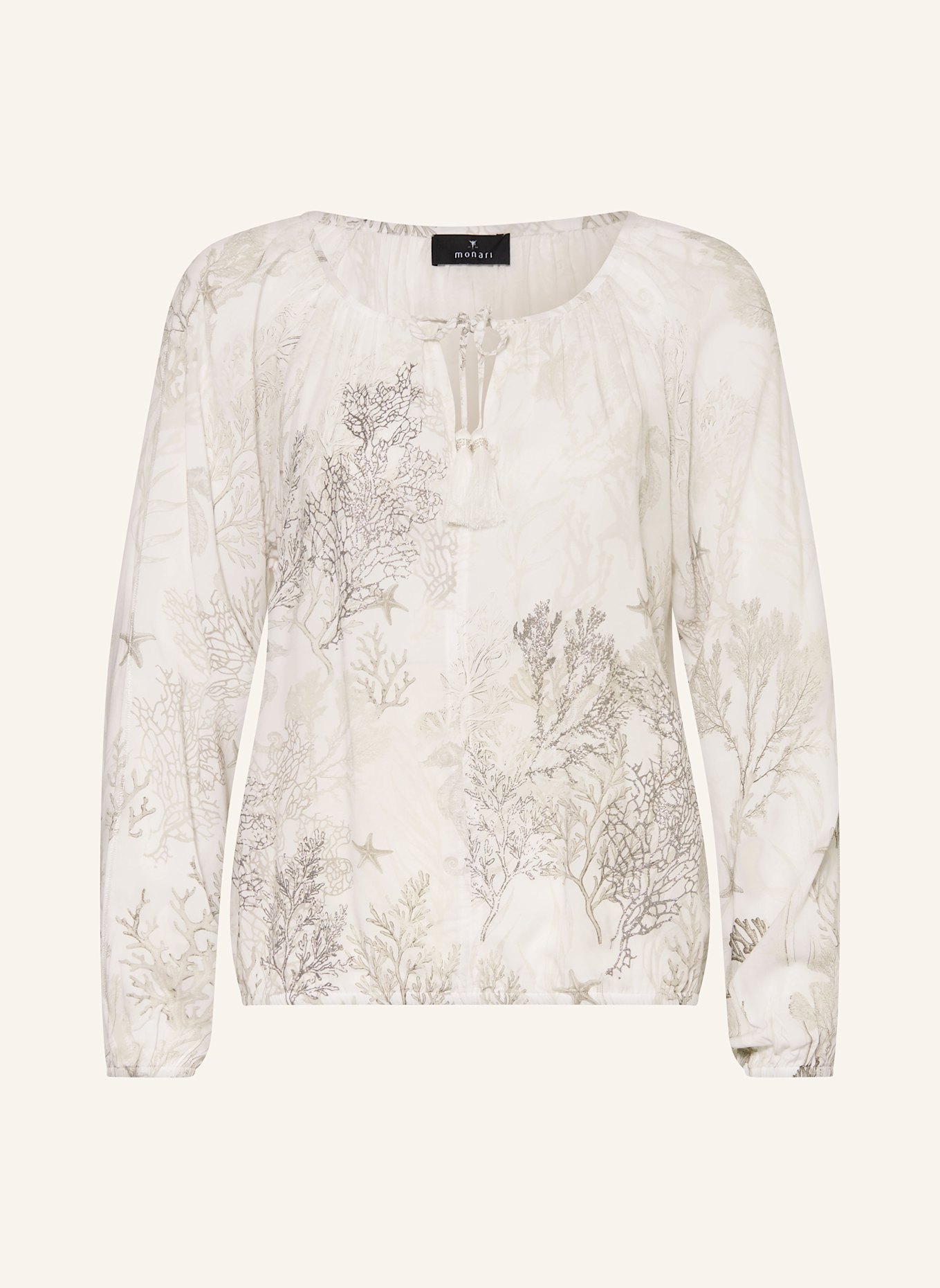 monari Blusenshirt mit Glitzergarn: CREME/ GRAU/ SILBER