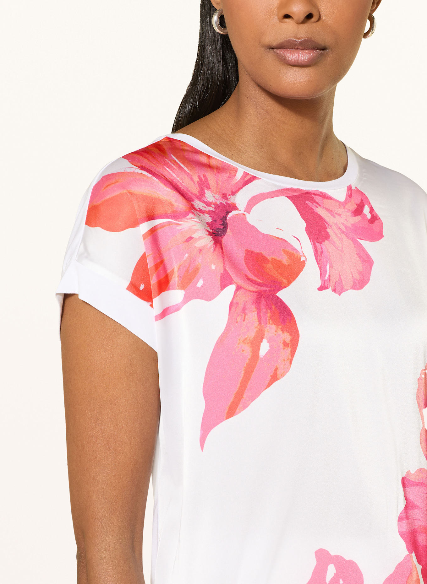 monari Blusenshirt im Materialmix: WEISS/ PINK/ ORANGE