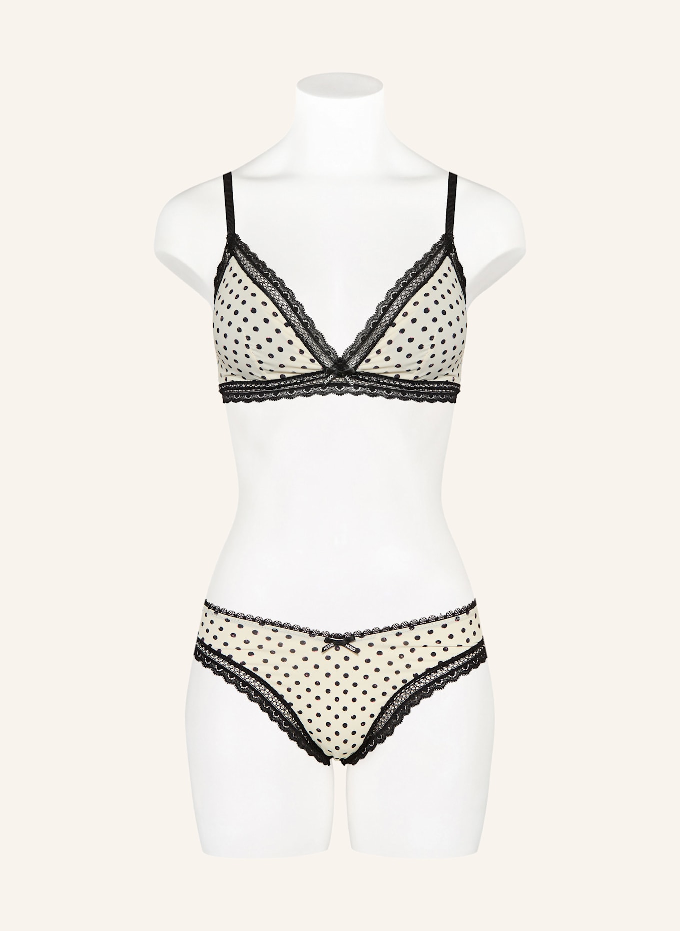HUGO UNIQUE triangle bra: ECRU/ BLACK/ PINK