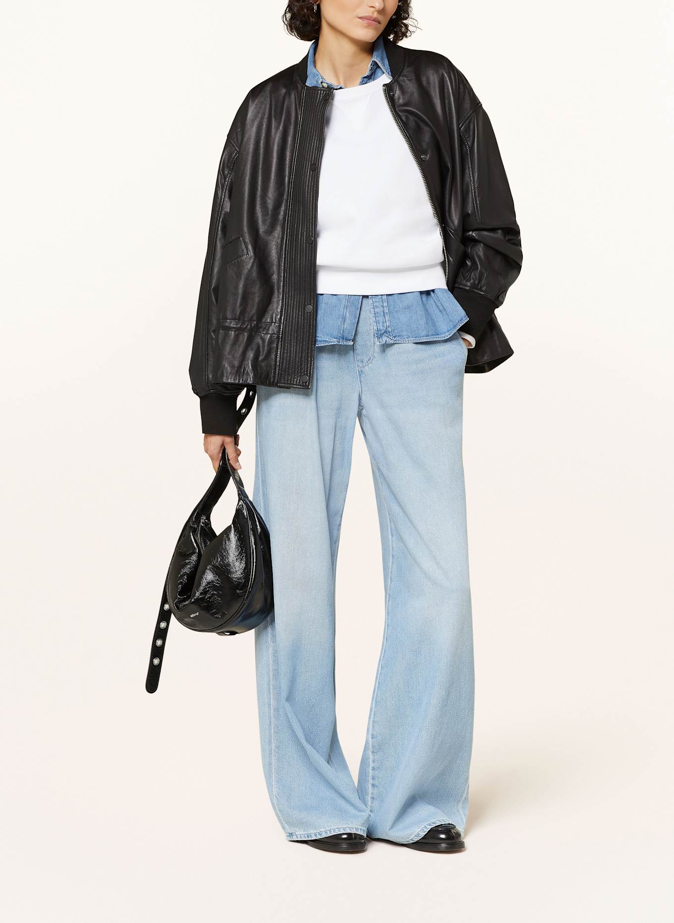 7 ERDEM LAURINA GLOSSY DRESS Wide leg jeans PULL ON WIDE LEG: 1BA Hana