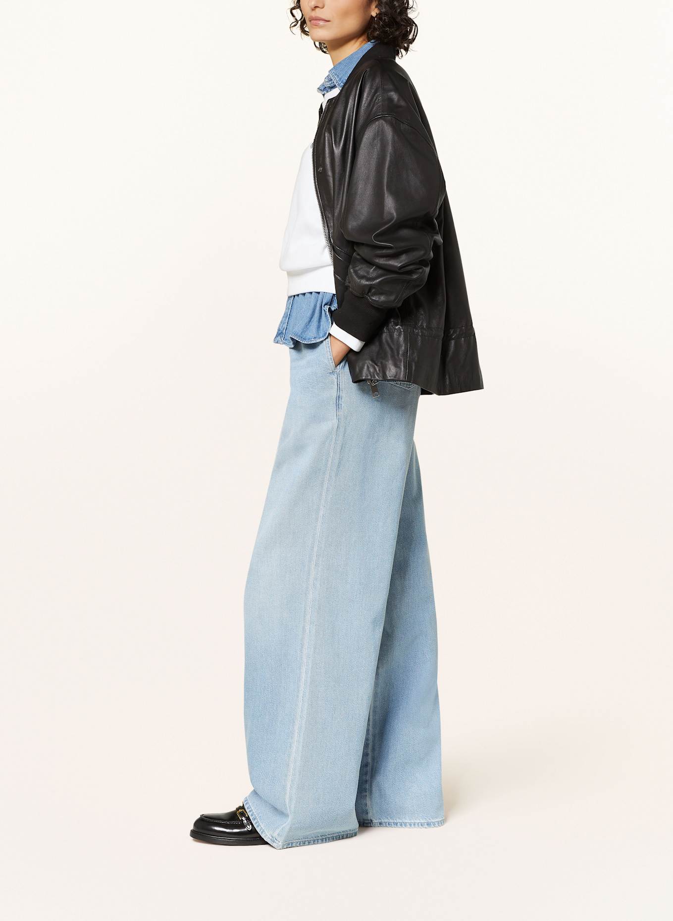 7 ERDEM LAURINA GLOSSY DRESS Wide leg jeans PULL ON WIDE LEG: 1BA Hana