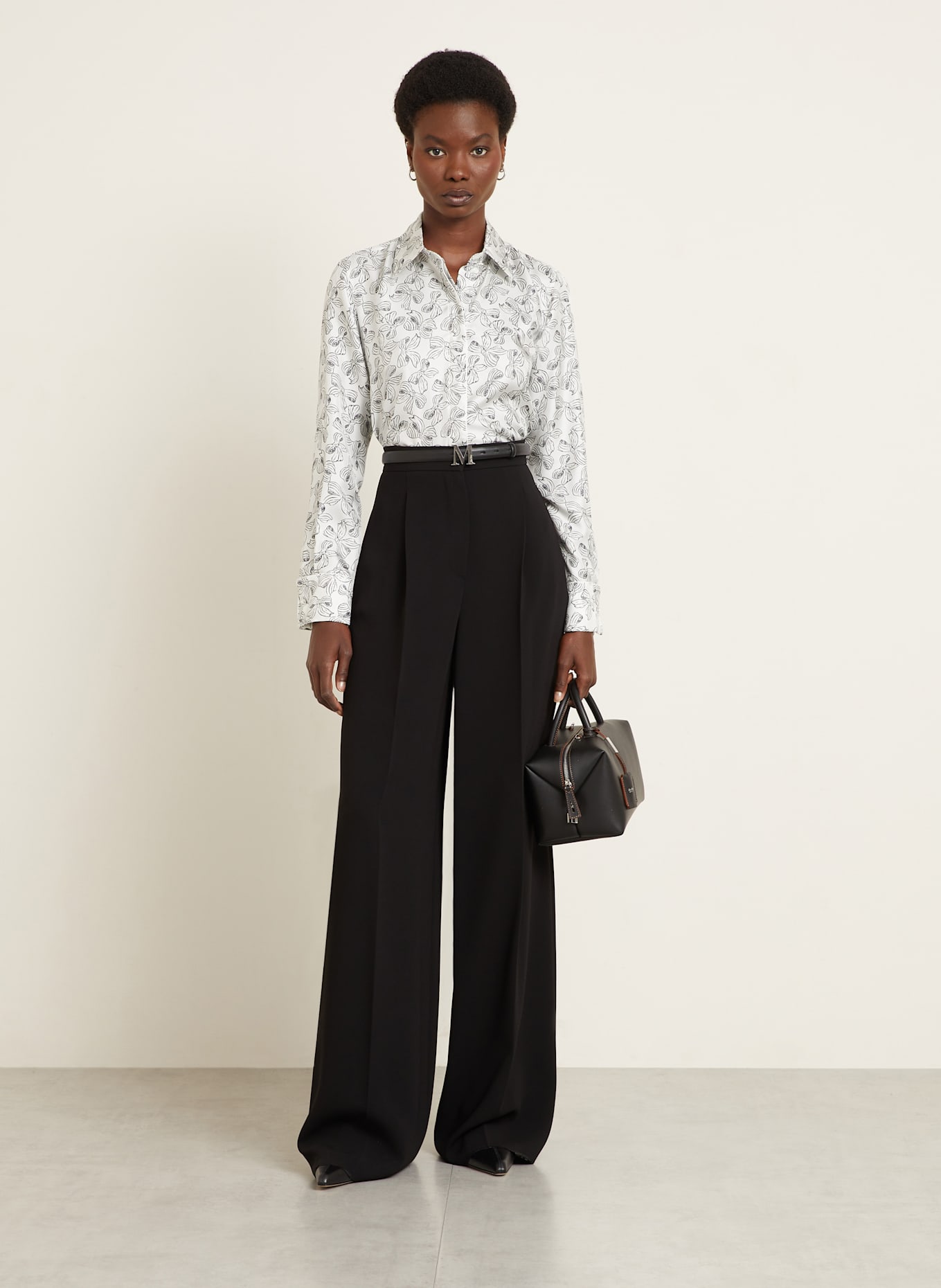 Max Mara Hemdbluse RODESIA aus Seide: SCHWARZ / WEISS