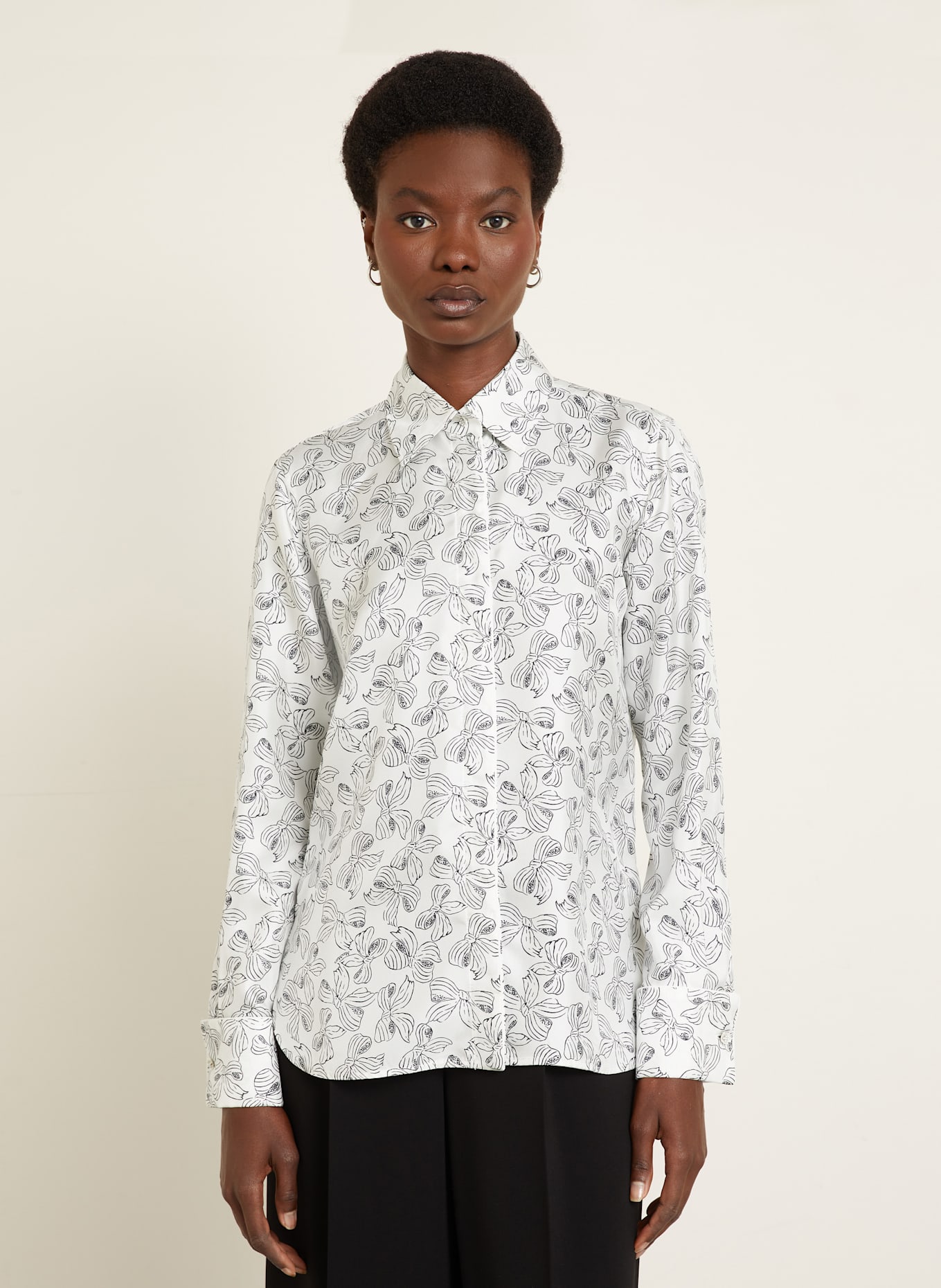 Max Mara Hemdbluse RODESIA aus Seide: SCHWARZ / WEISS