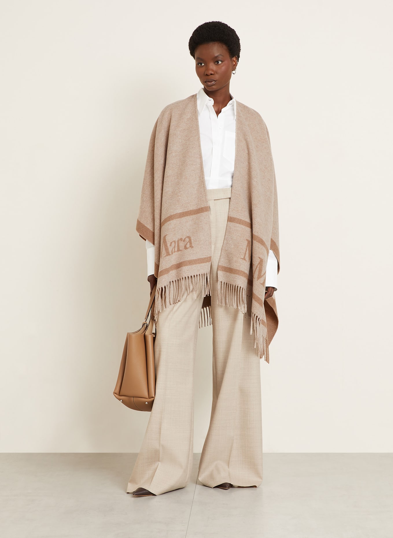 Max Mara Jacquard-Cape HILDE: BEIGE / CREME