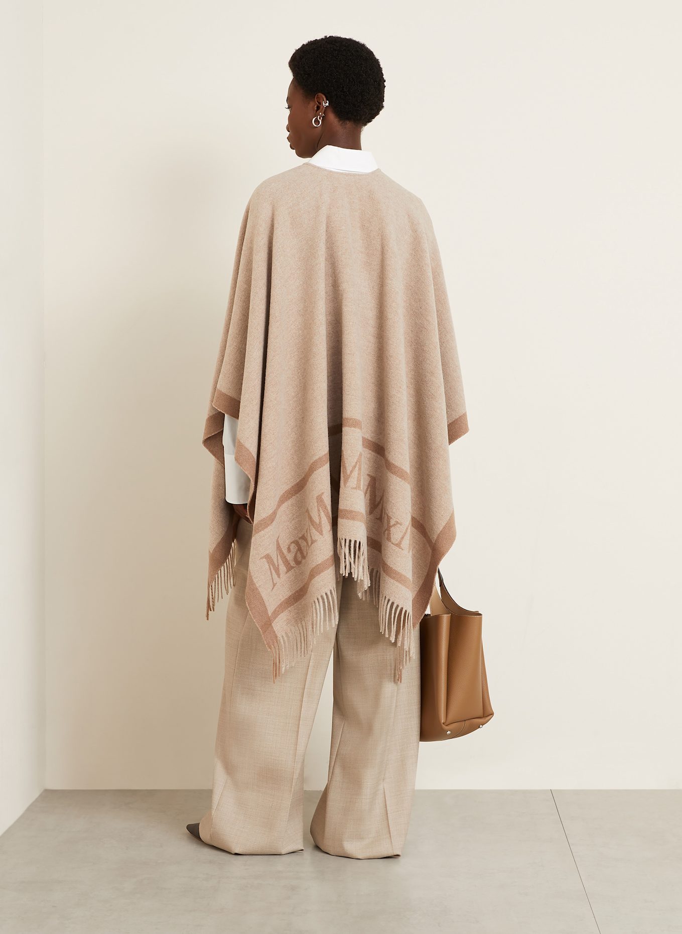 Max Mara Jacquard-Cape HILDE: BEIGE / CREME