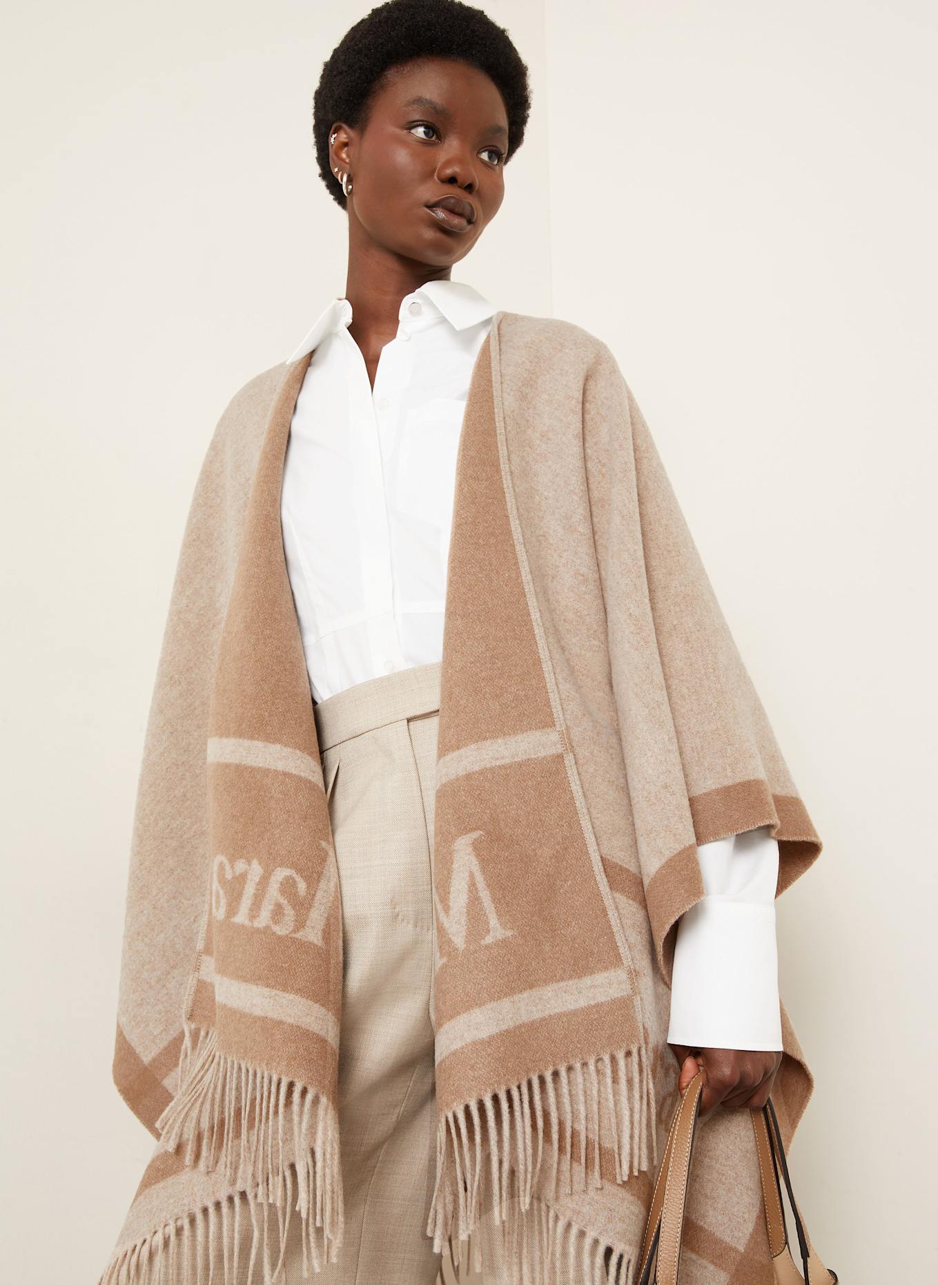 Max Mara Jacquard-Cape HILDE: BEIGE / CREME