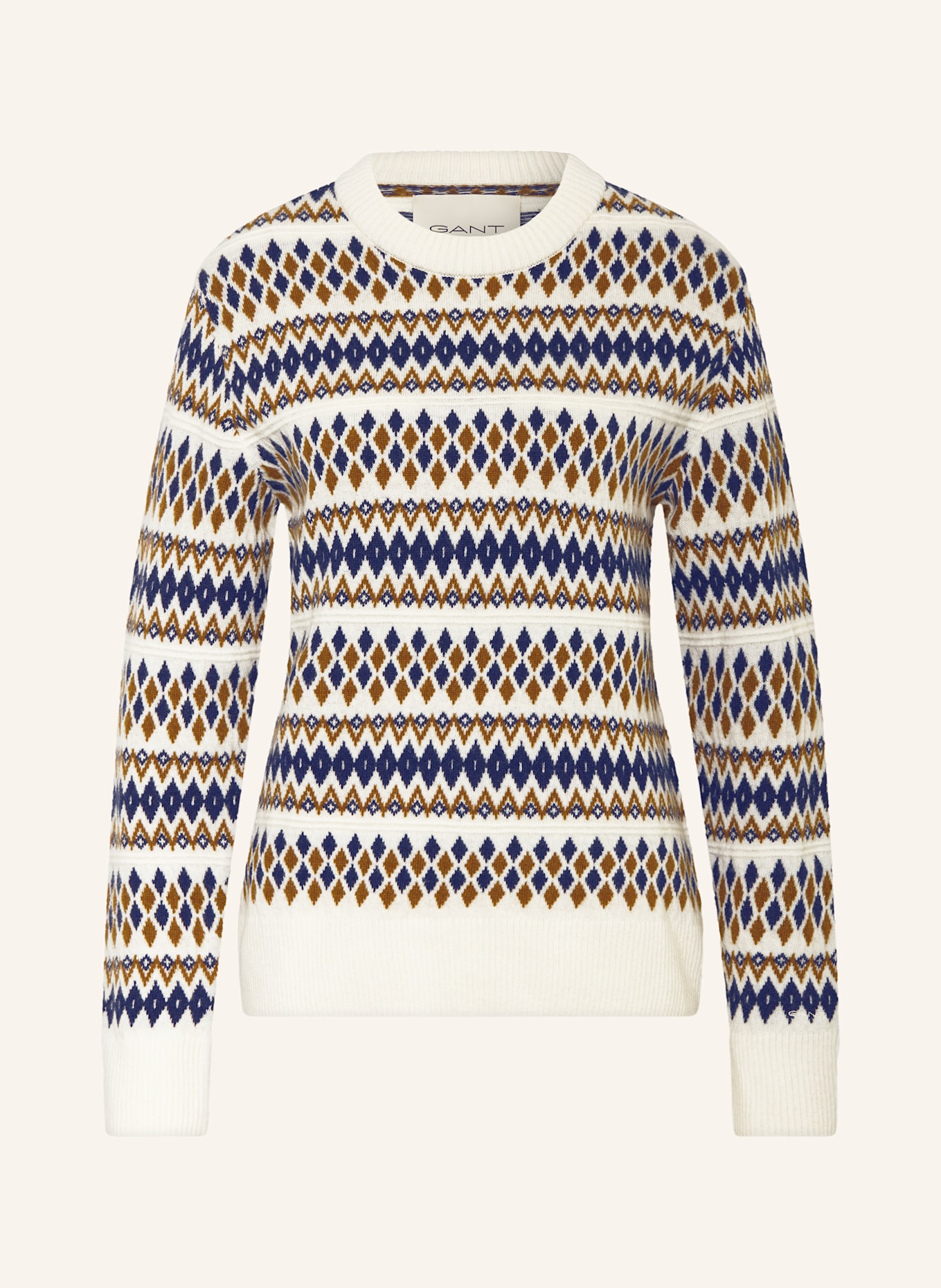 GANT Pullover: ECRU / BRAUN / DUNKELBLAU