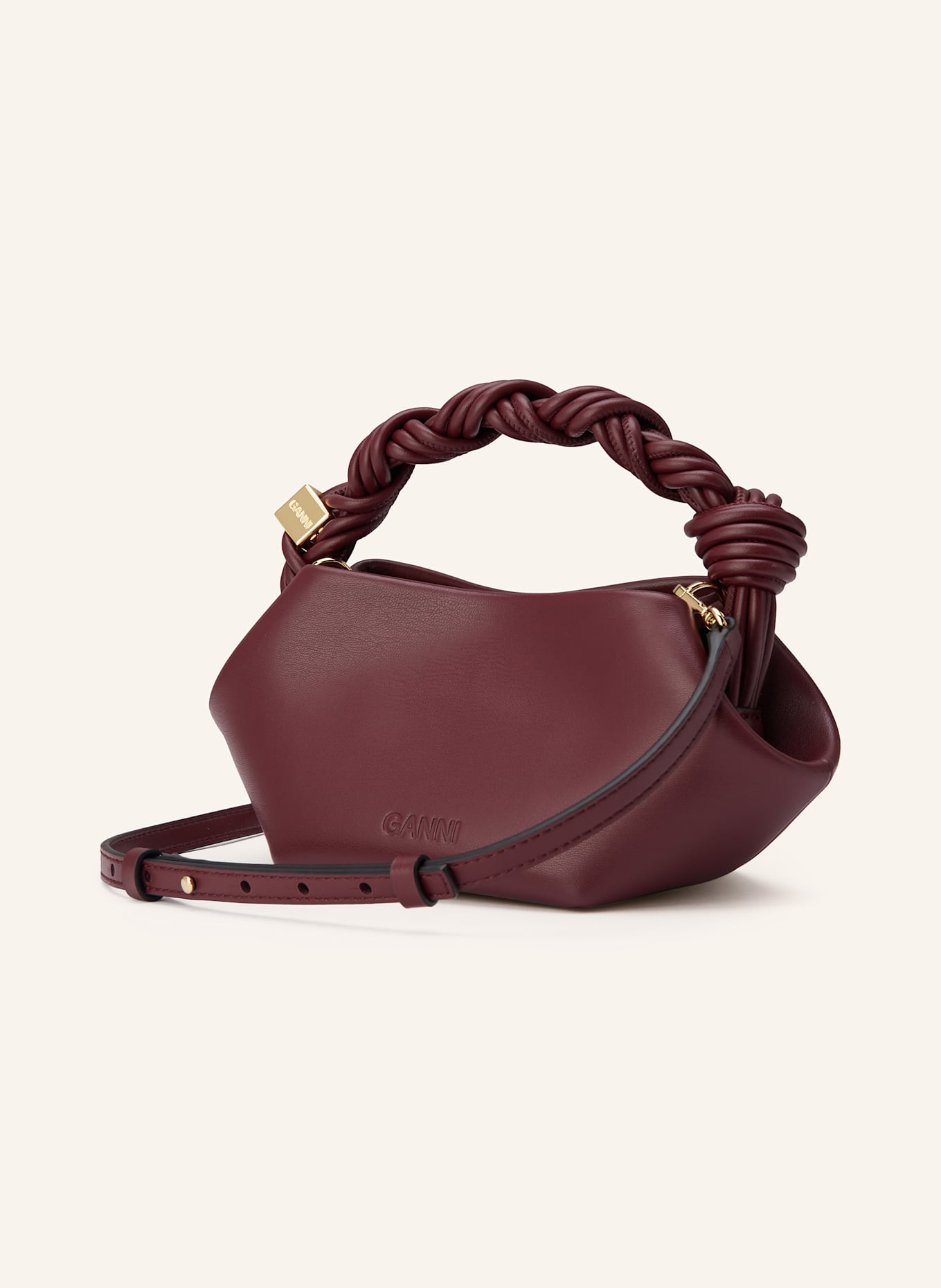 GANNI Handbag BOU SMALL: DARK RED