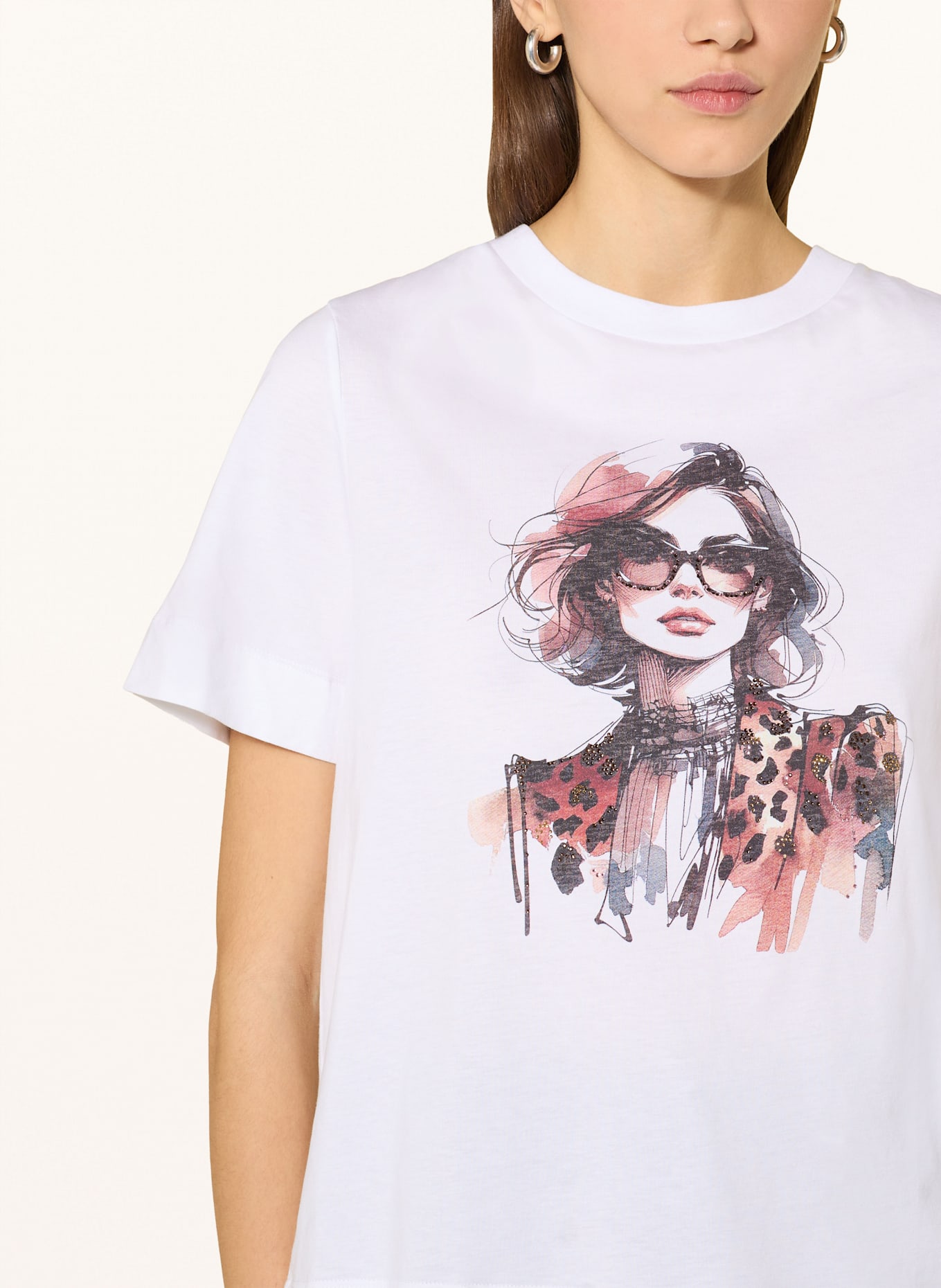 Rich & Royal T-Shirt mit Schmucksteinen: WEISS