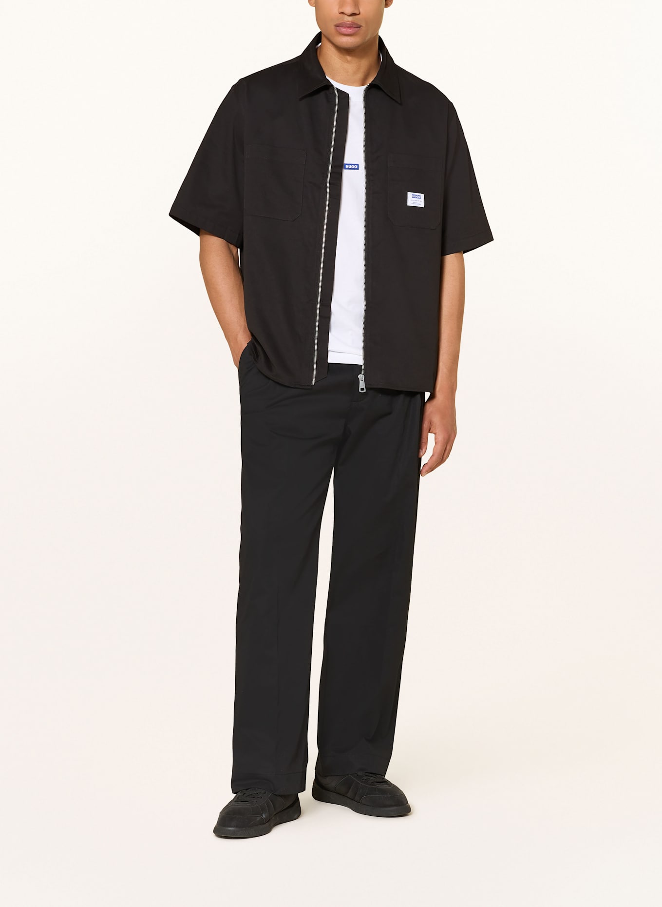 HUGO BLUE Oversized overshirt EKYZ: BLACK