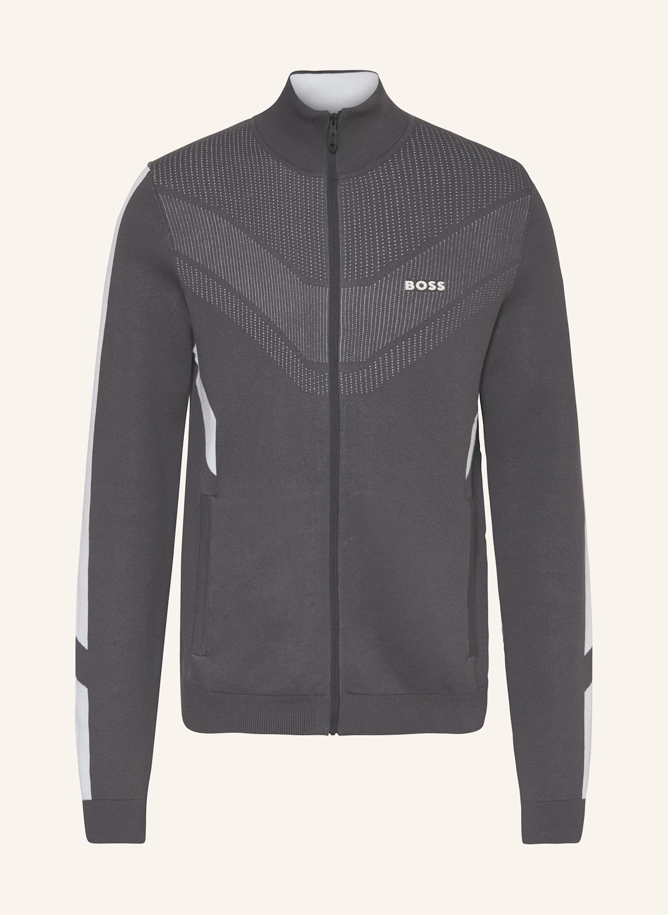 BOSS Tennisjacke TENNIS RETRO: DUNKELGRAU/ WEISS