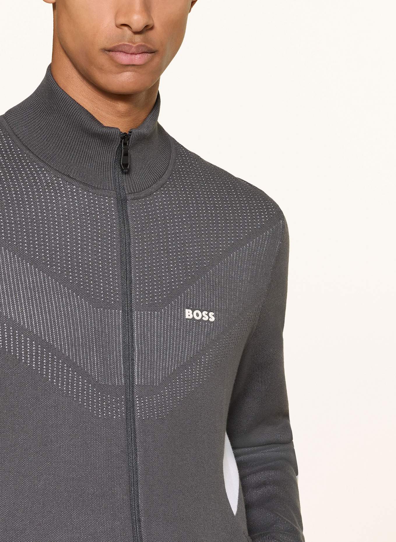 BOSS Tennisjacke TENNIS RETRO: DUNKELGRAU/ WEISS