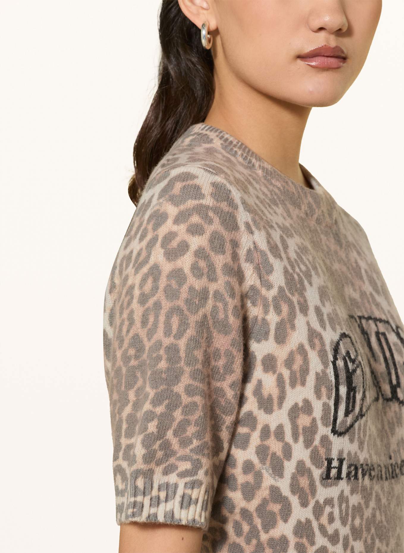 GANNI Dzianinowa koszulka: JASNOBRĄZOWY / BRĄZOWY / CIEMNOBRĄZOWY