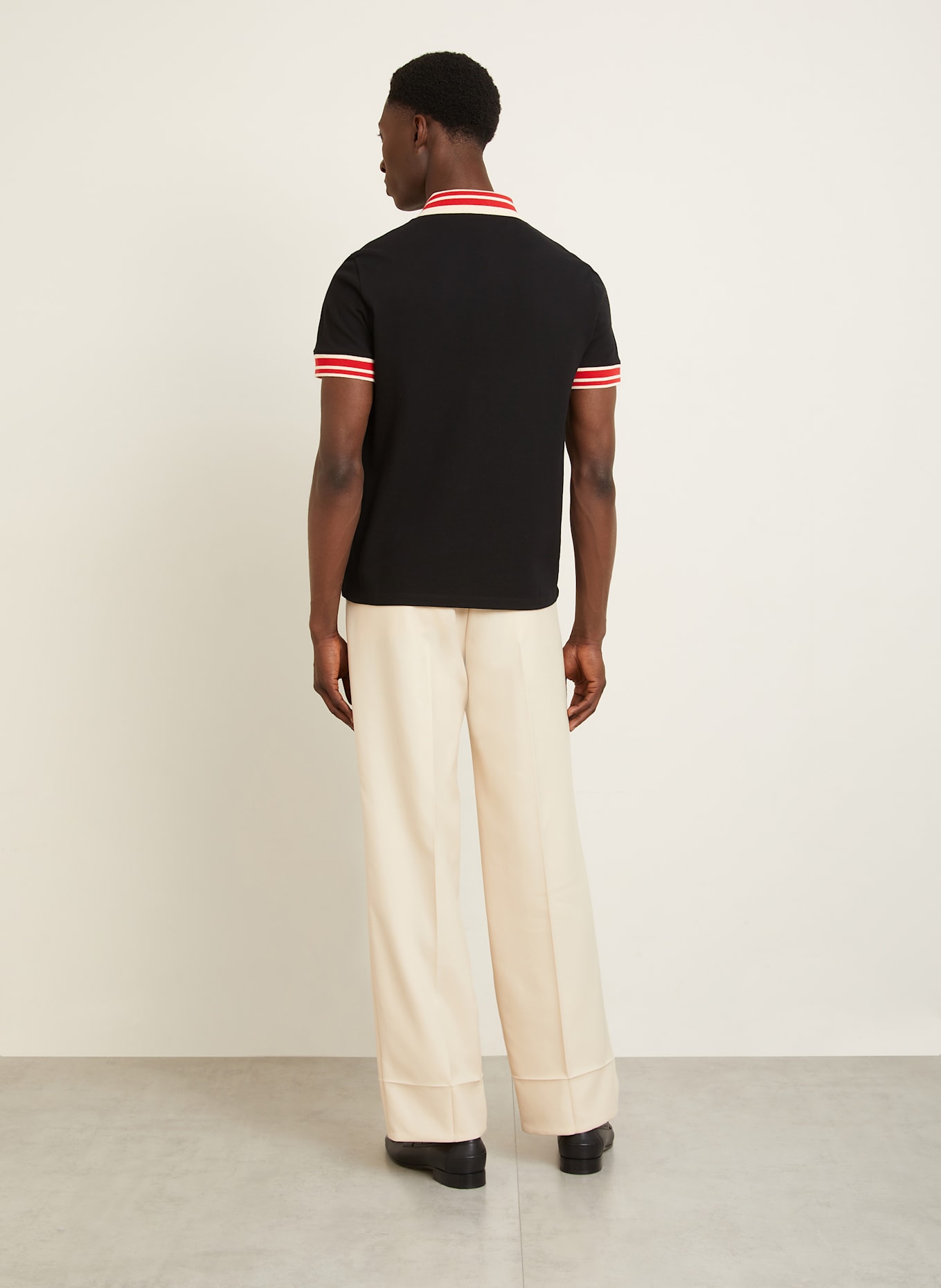 VALENTINO Pique-Poloshirt: SCHWARZ/ ROT/ ECRU