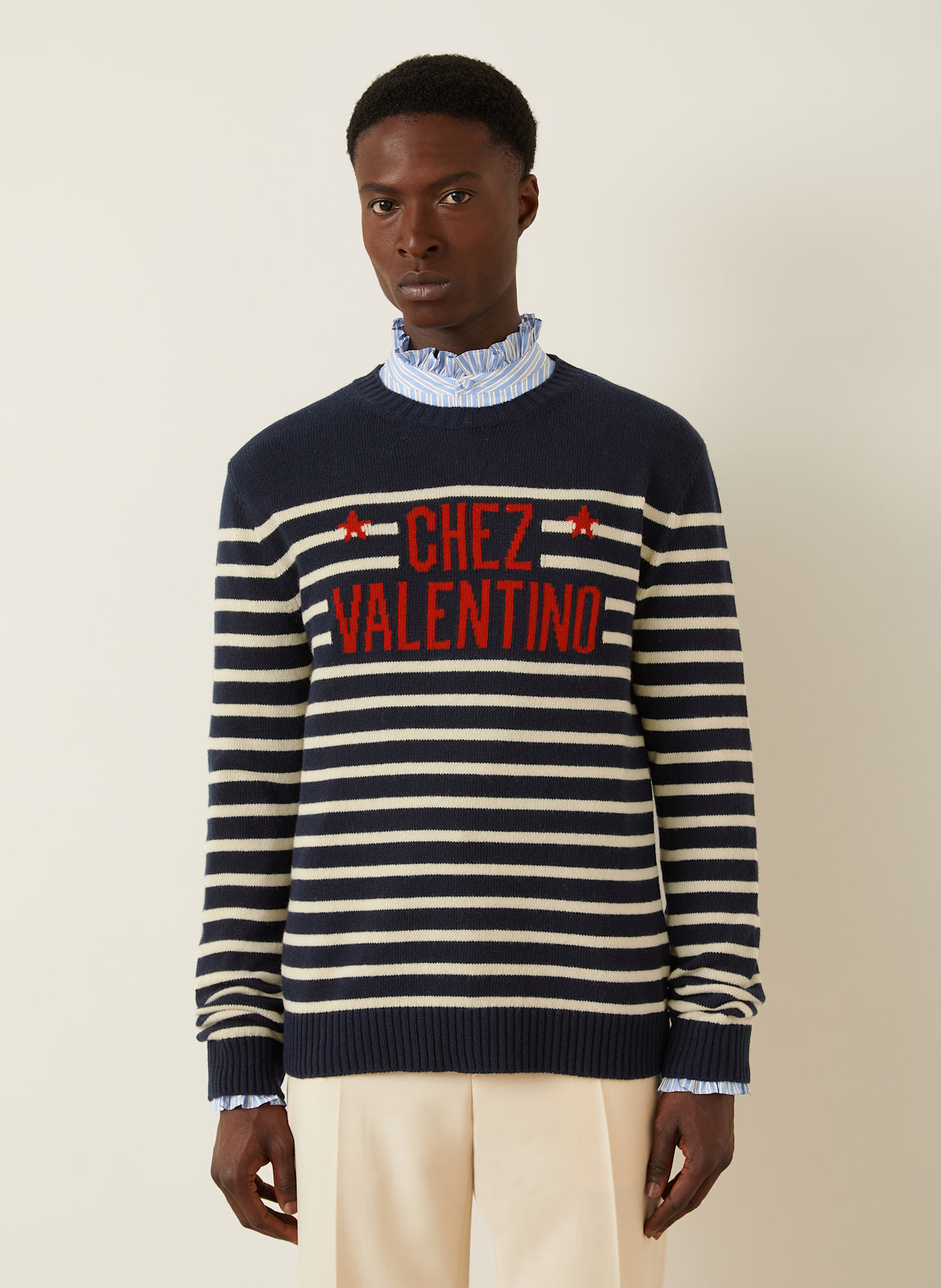 VALENTINO Sweter: DYB ULTRAMARINE DARK BLUE/BURRO