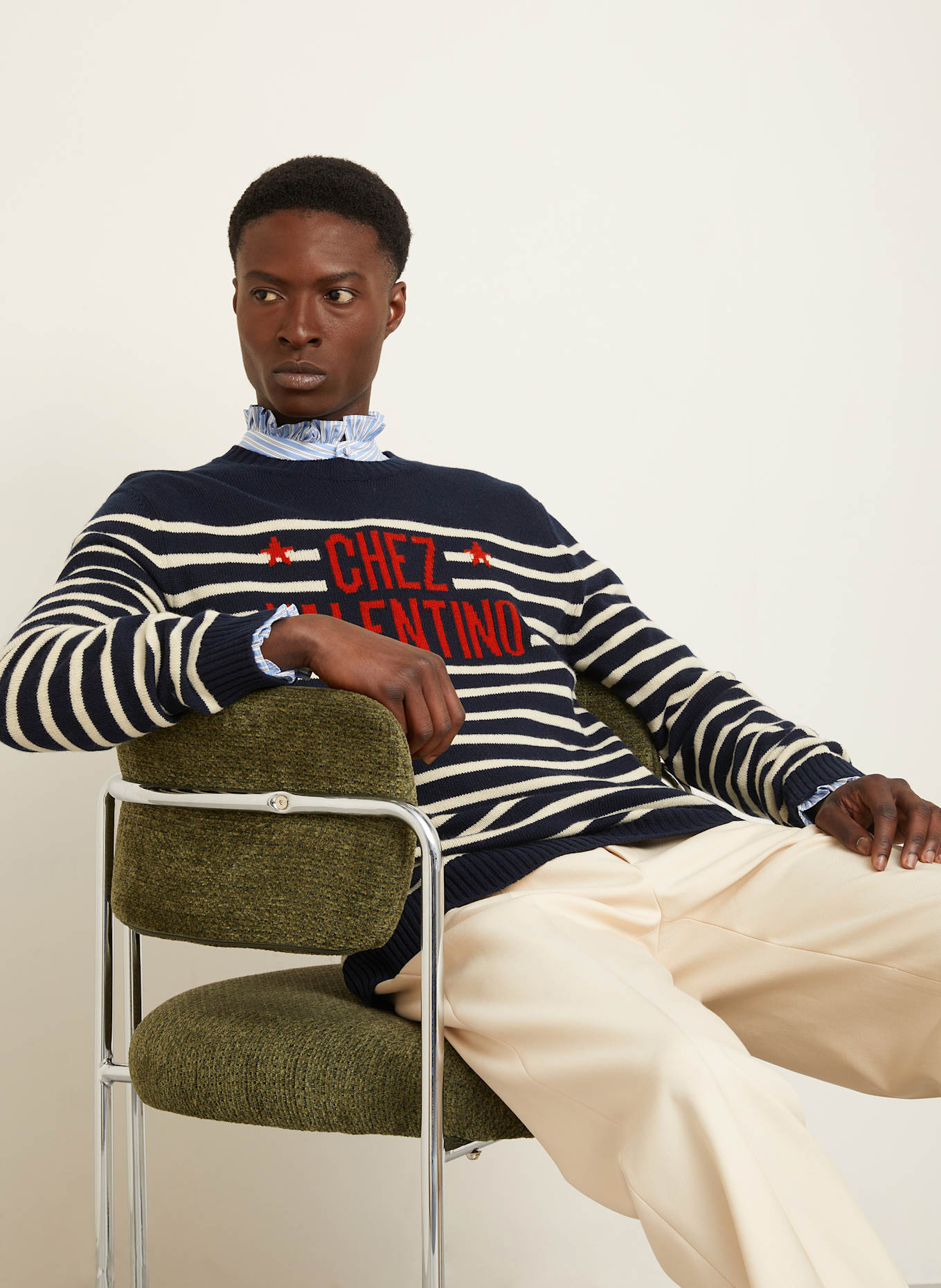 VALENTINO Sweter: DYB ULTRAMARINE DARK BLUE/BURRO