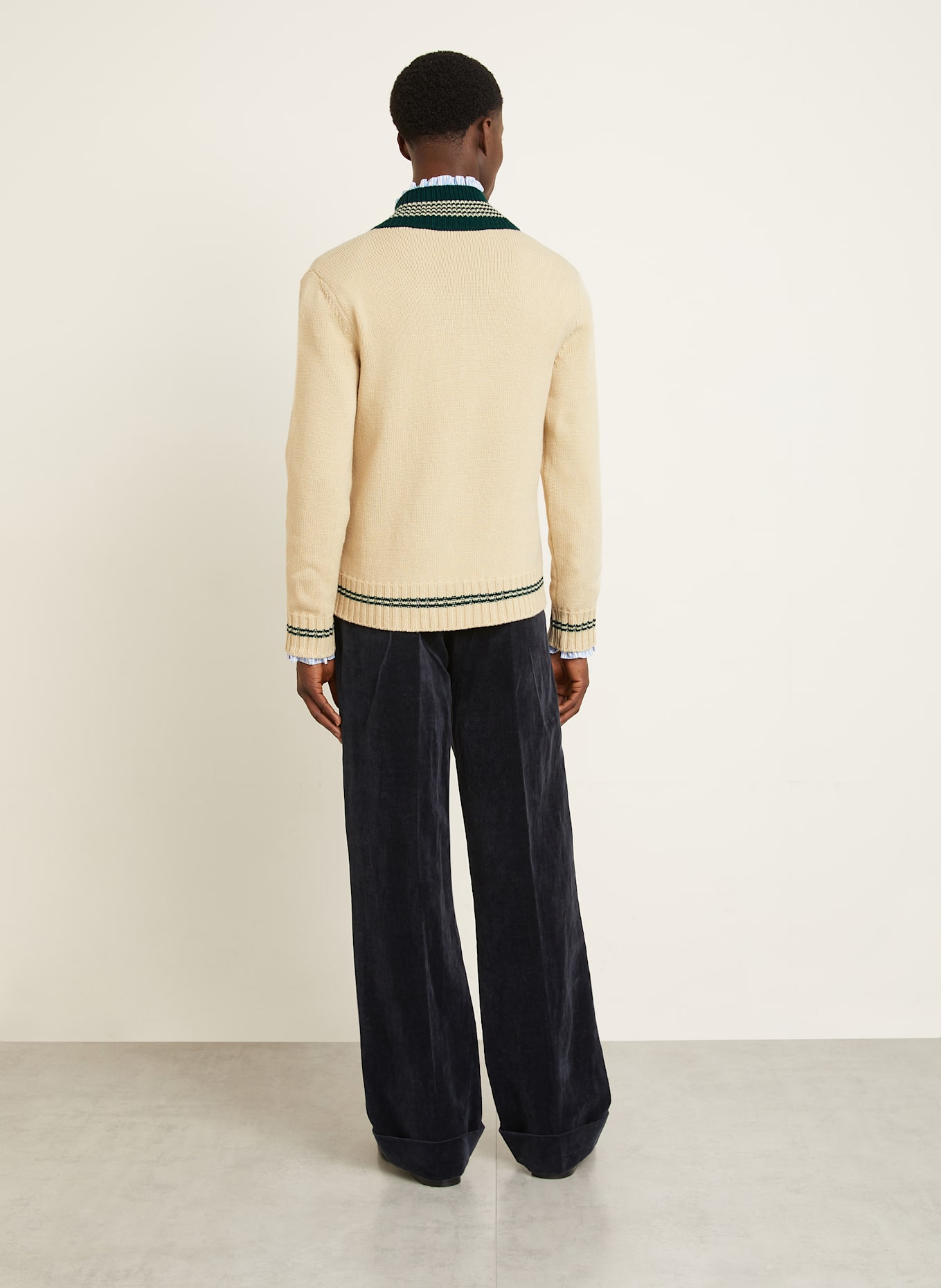 VALENTINO Sweater: ECRU/ DARK GREEN