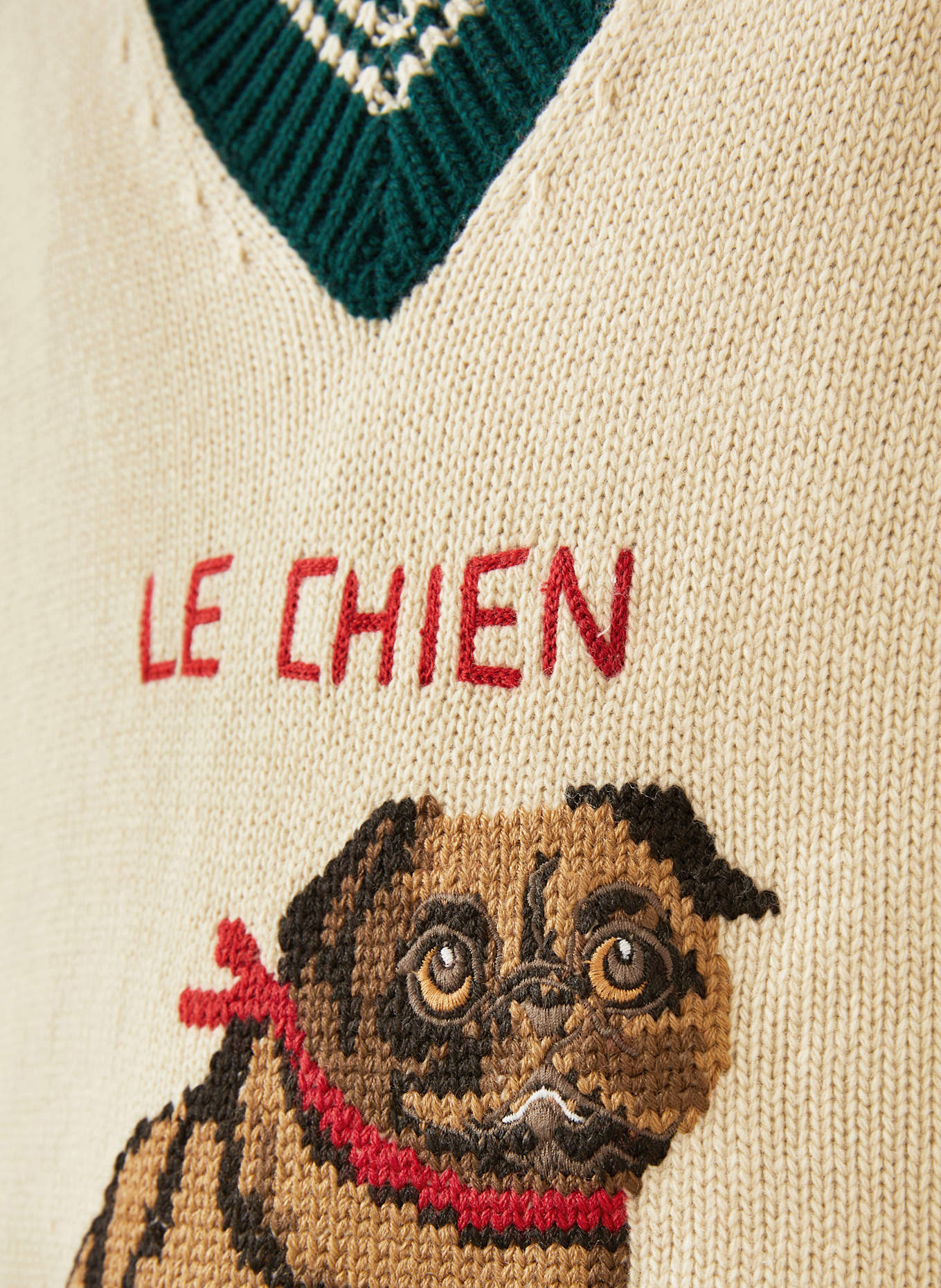 VALENTINO Sweater: ECRU/ DARK GREEN