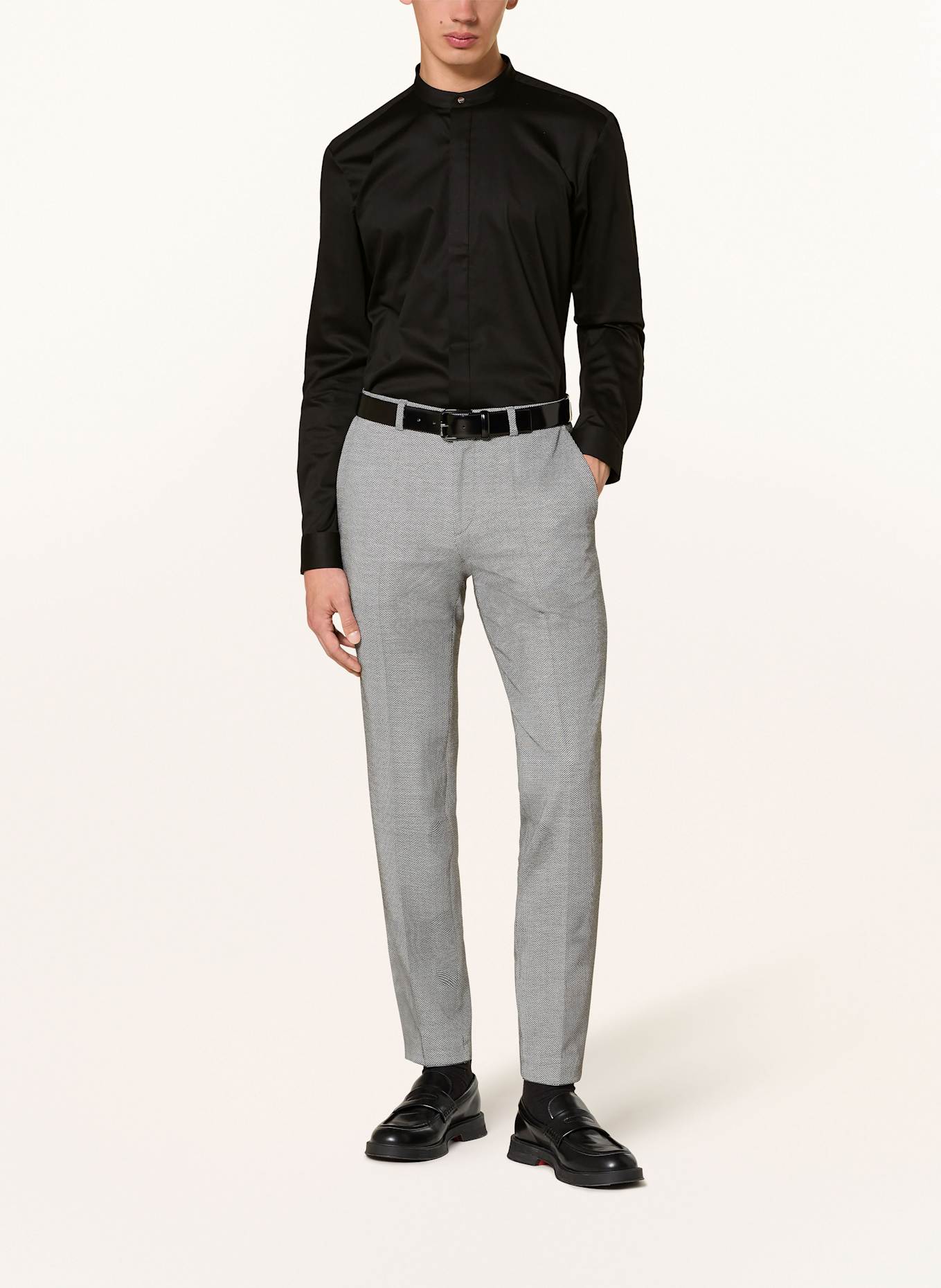 HUGO Hemd KALEB Slim Fit mit Stehkragen: SCHWARZ