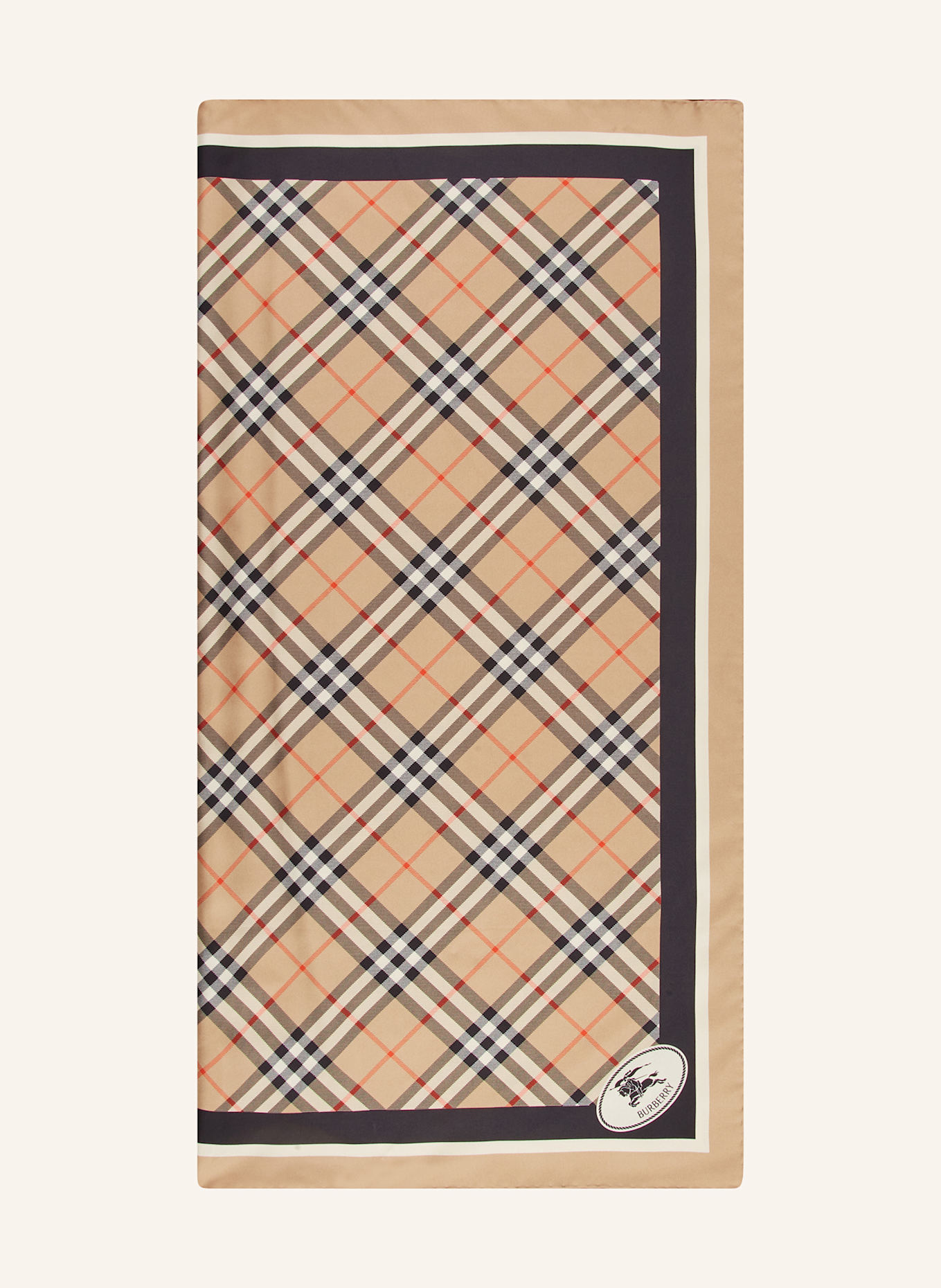 BURBERRY Seidentuch: HELLBRAUN / SCHWARZ / ORANGE