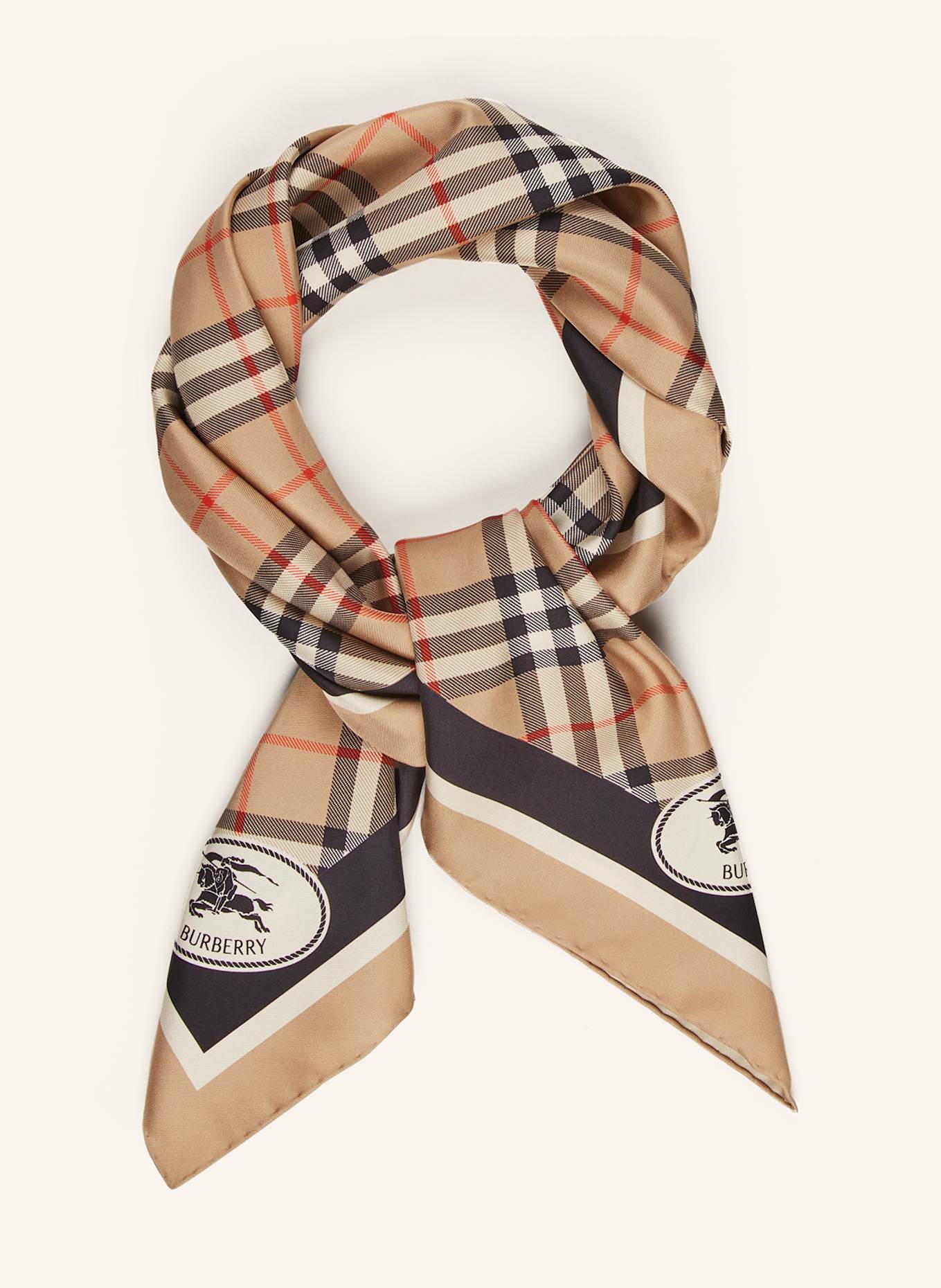 BURBERRY Seidentuch: HELLBRAUN / SCHWARZ / ORANGE