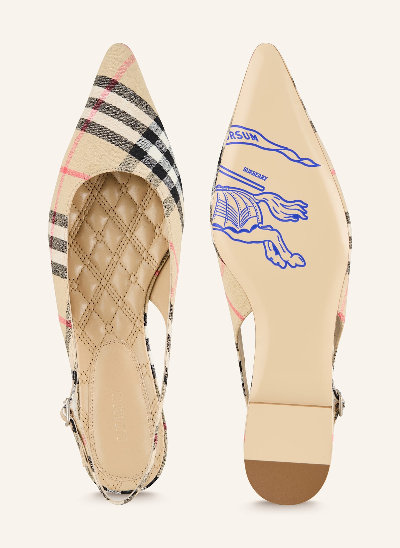 BURBERRY Slingballerinas: HELLBRAUN / SCHWARZ / ROT