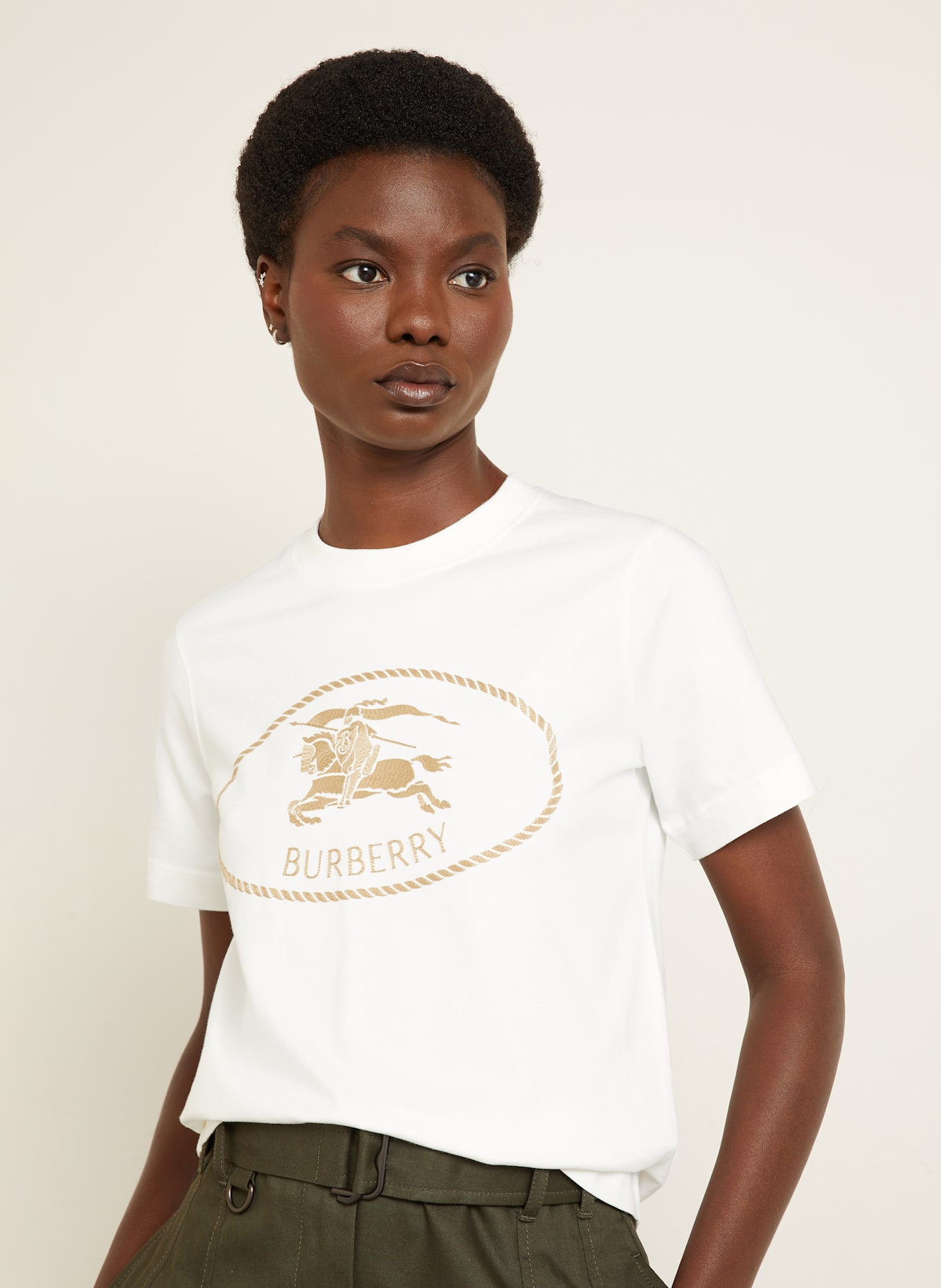 BURBERRY T-shirt: BIAŁY/ BRĄZOWY