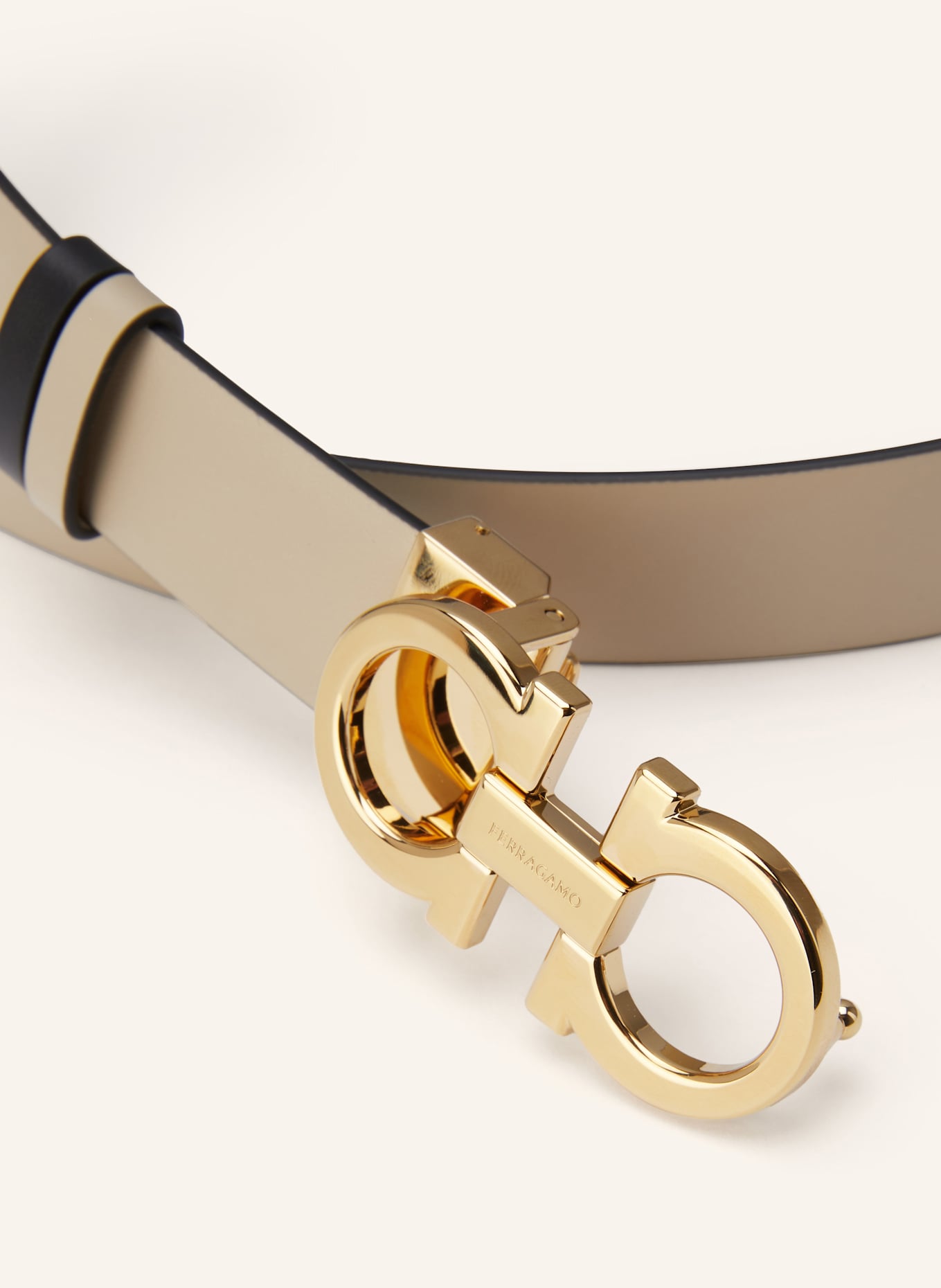 FERRAGAMO Ledergürtel DONNA zum Wenden: BEIGE / SCHWARZ