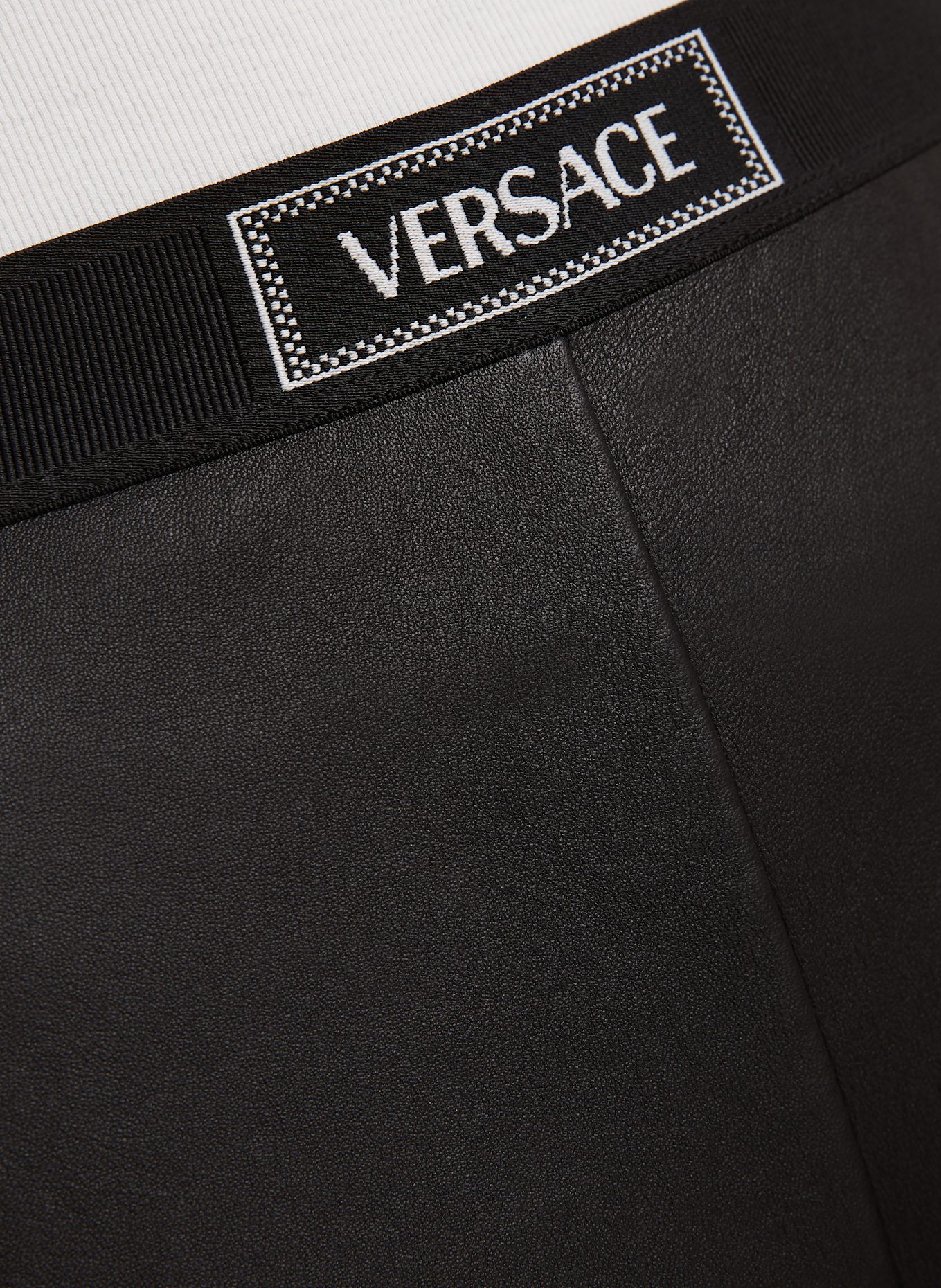 VERSACE Lederhose im Materialmix: SCHWARZ