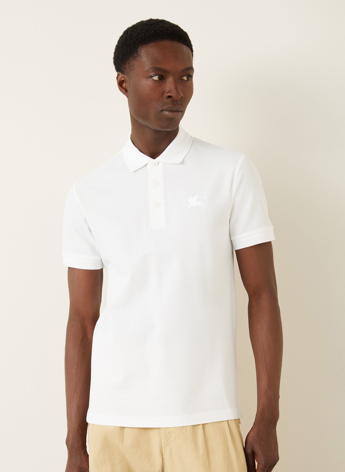 BURBERRY Polokošile z piké EDDIE: BÍLÁ