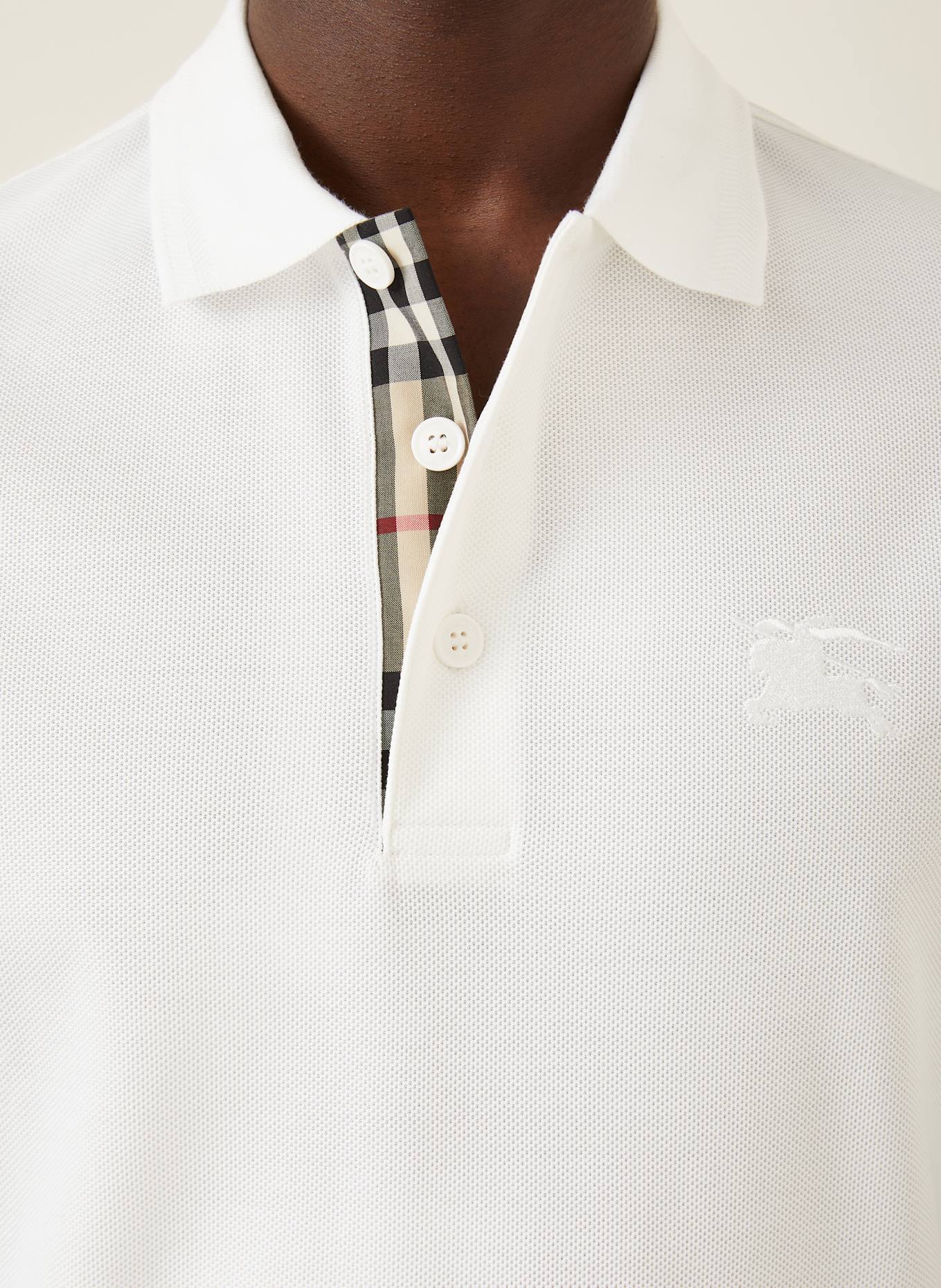 BURBERRY Polokošile z piké EDDIE: BÍLÁ